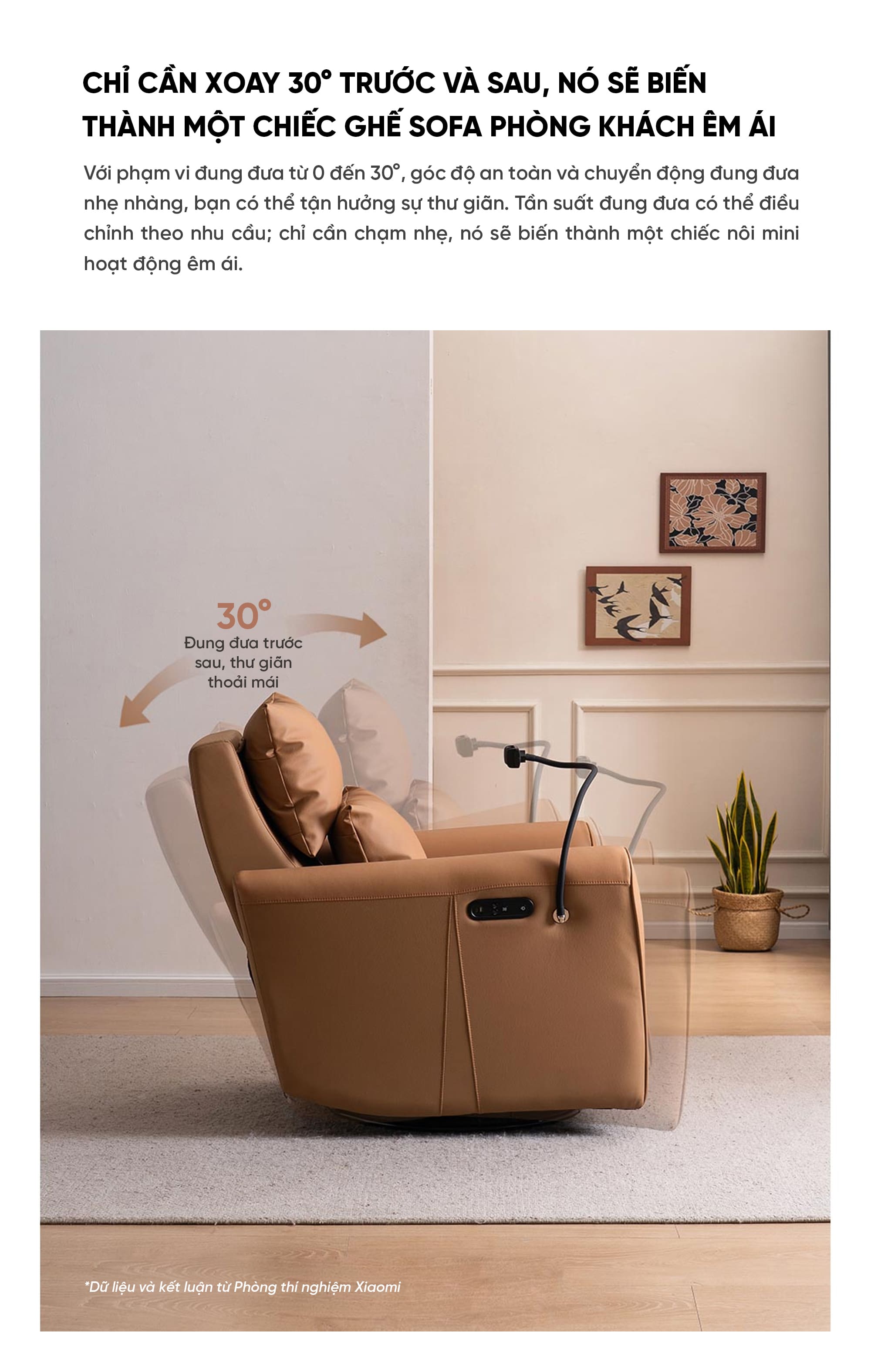 Ghế Sofa Massage Xiaomi Hiện Đại: Xoay, Bập Bênh, Ngả Lưng Điện (Màu Cam)