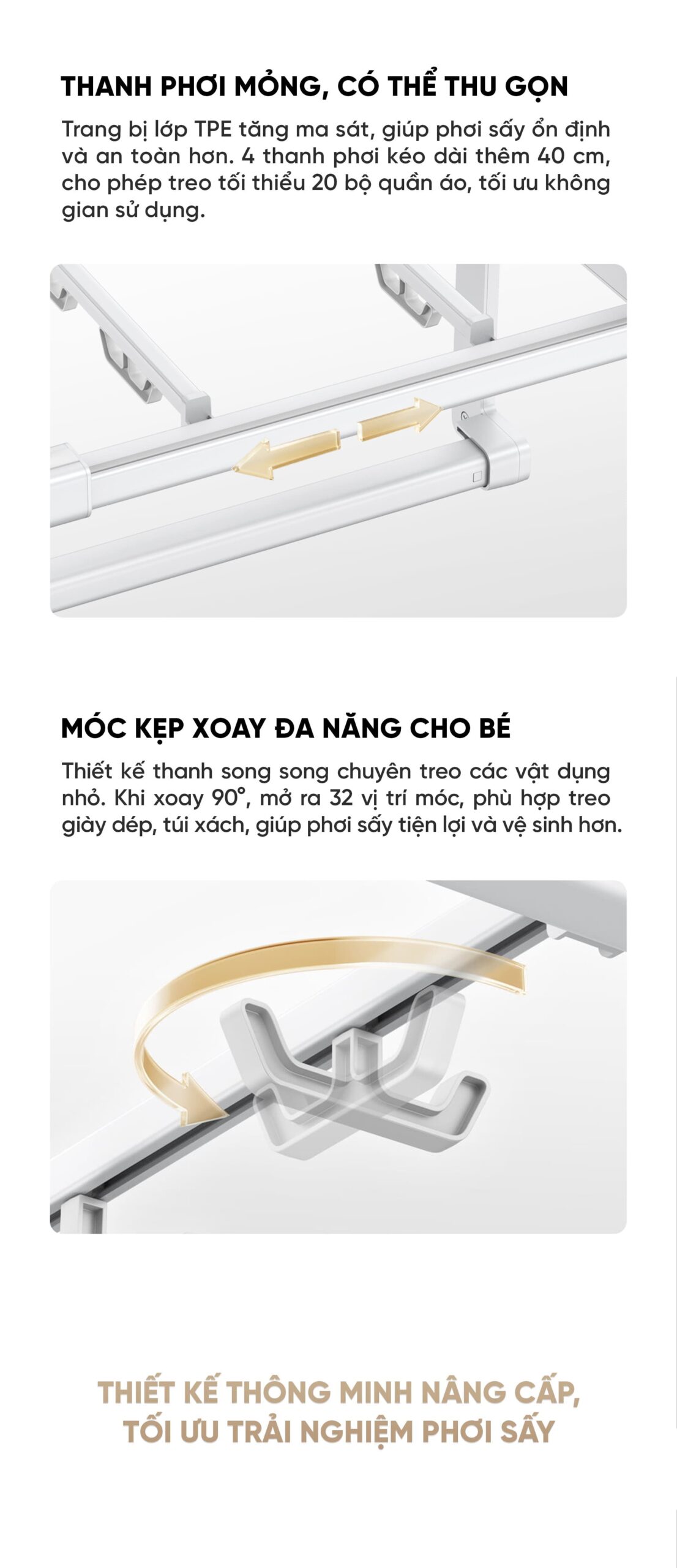 Dàn phơi quần áo tự động Xiaomi Mija Gen 2 Điều khiển qua App Thông Minh