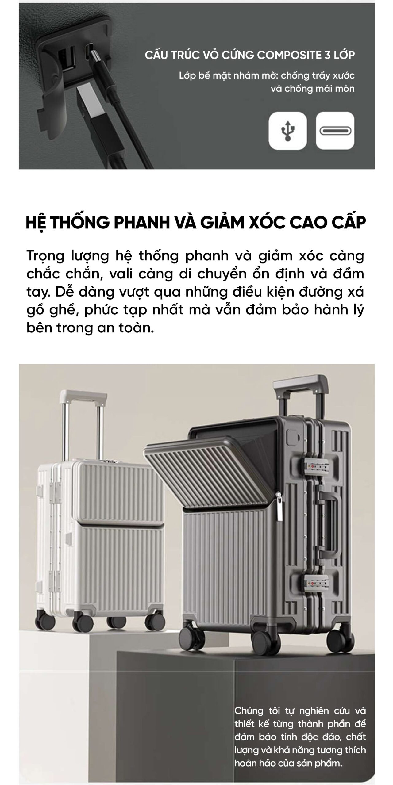 Vali du lịch Xiaomi có bánh xe xoay 360 độ