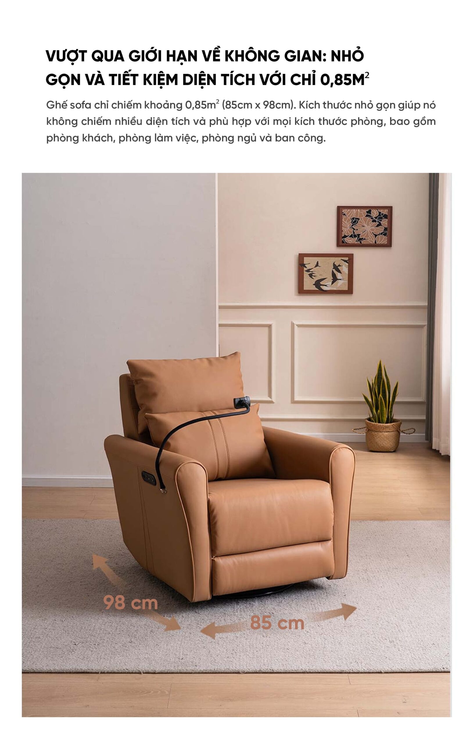 Ghế Sofa Massage Xiaomi Hiện Đại: Xoay, Bập Bênh, Ngả Lưng Điện (Màu Cam)