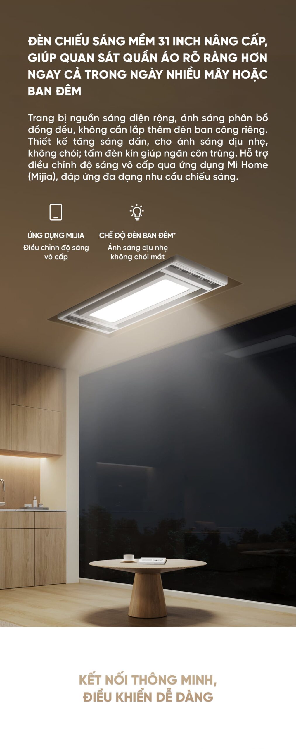 Dàn phơi quần áo tự động Xiaomi Mija Gen 2 Điều khiển qua App Thông Minh