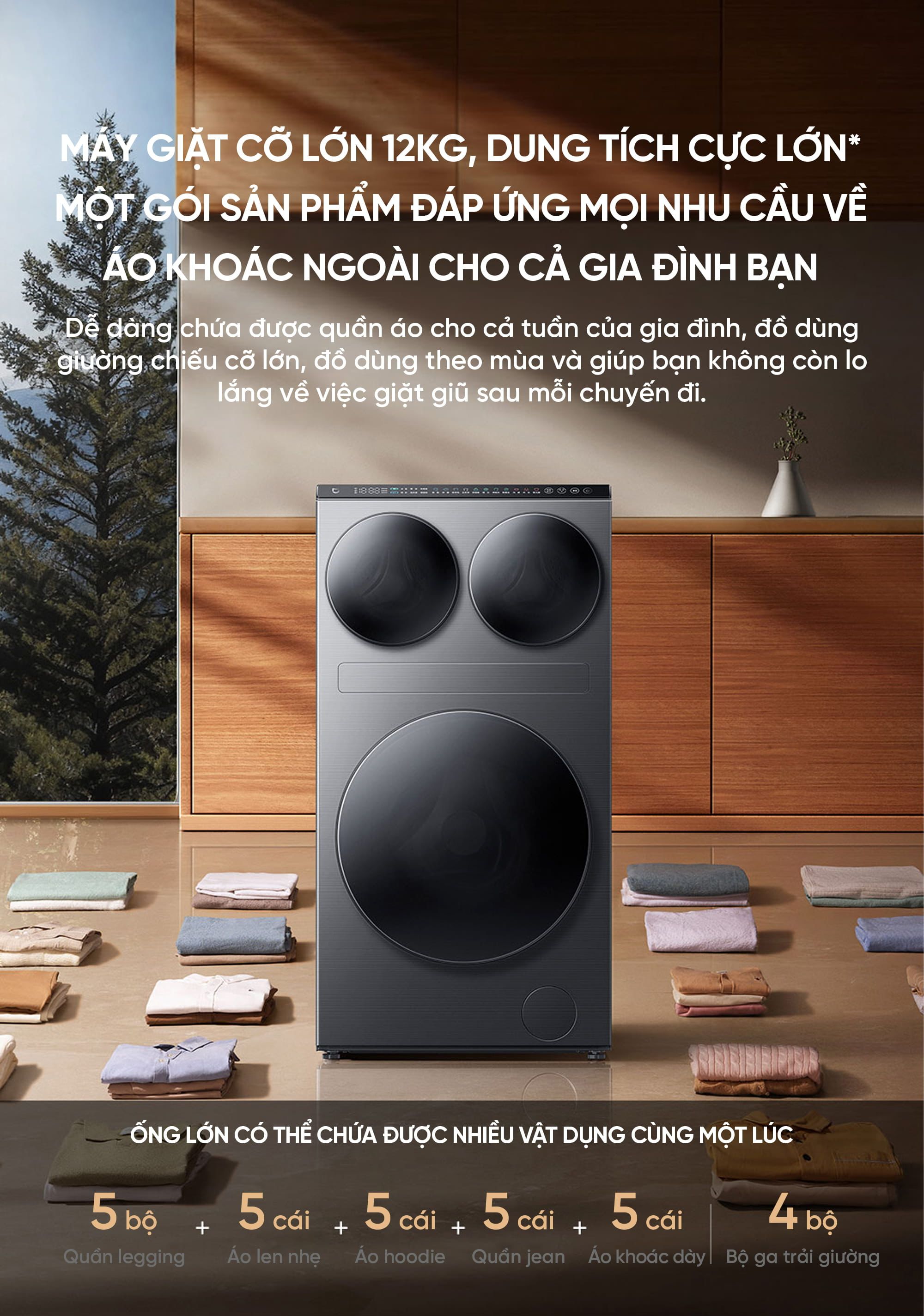 Máy giặt sấy ba vùng Xiaomi Mijia MJ202 Pro 14kg New Model 2026