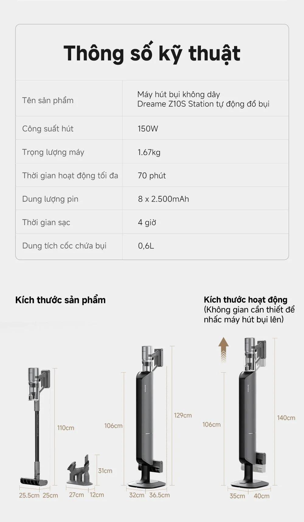 Máy hút bụi cầm tay không dây Dreame Z10S Station