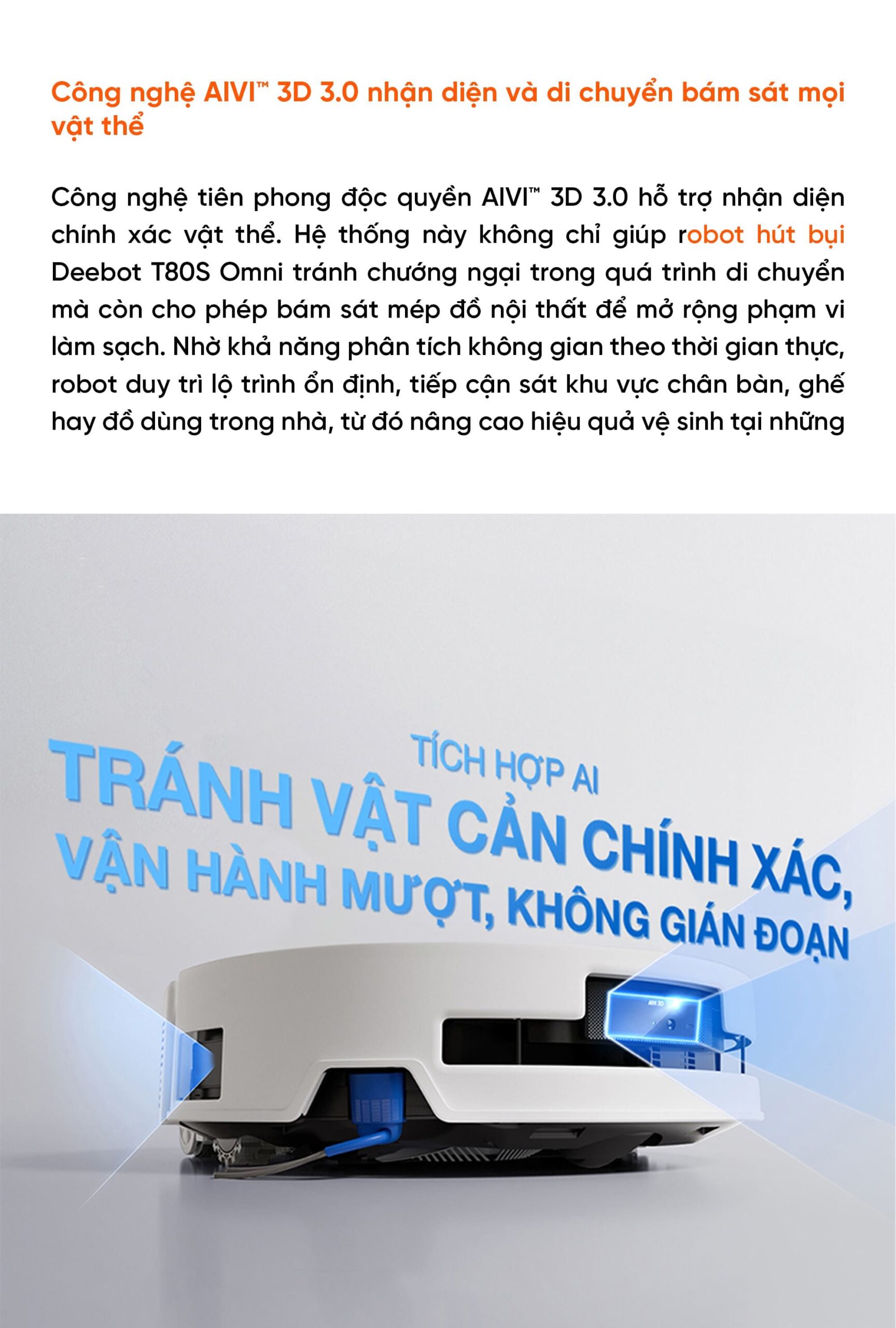 Robot hút bụi lau nhà Ecovacs Deebot T80S Omni