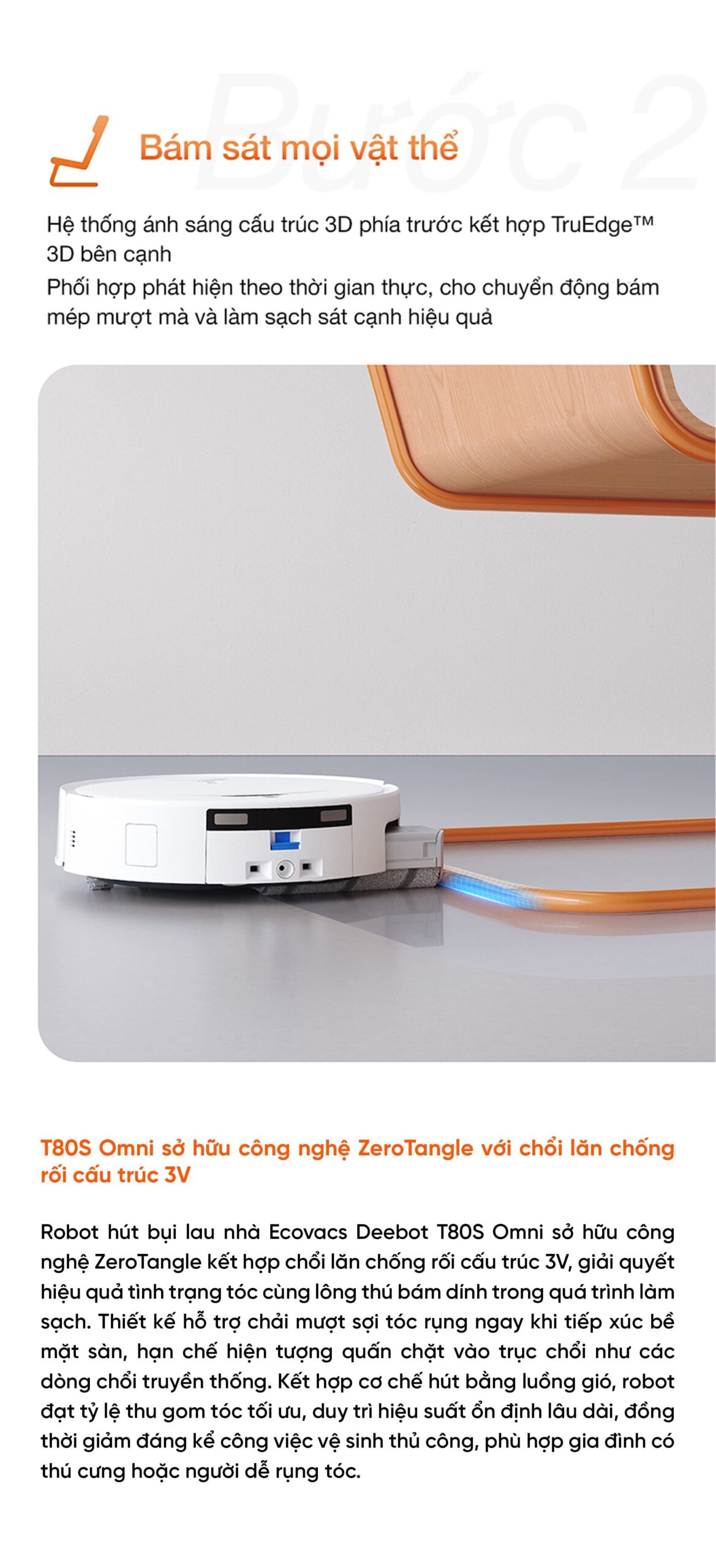 Robot hút bụi lau nhà Ecovacs Deebot T80S Omni
