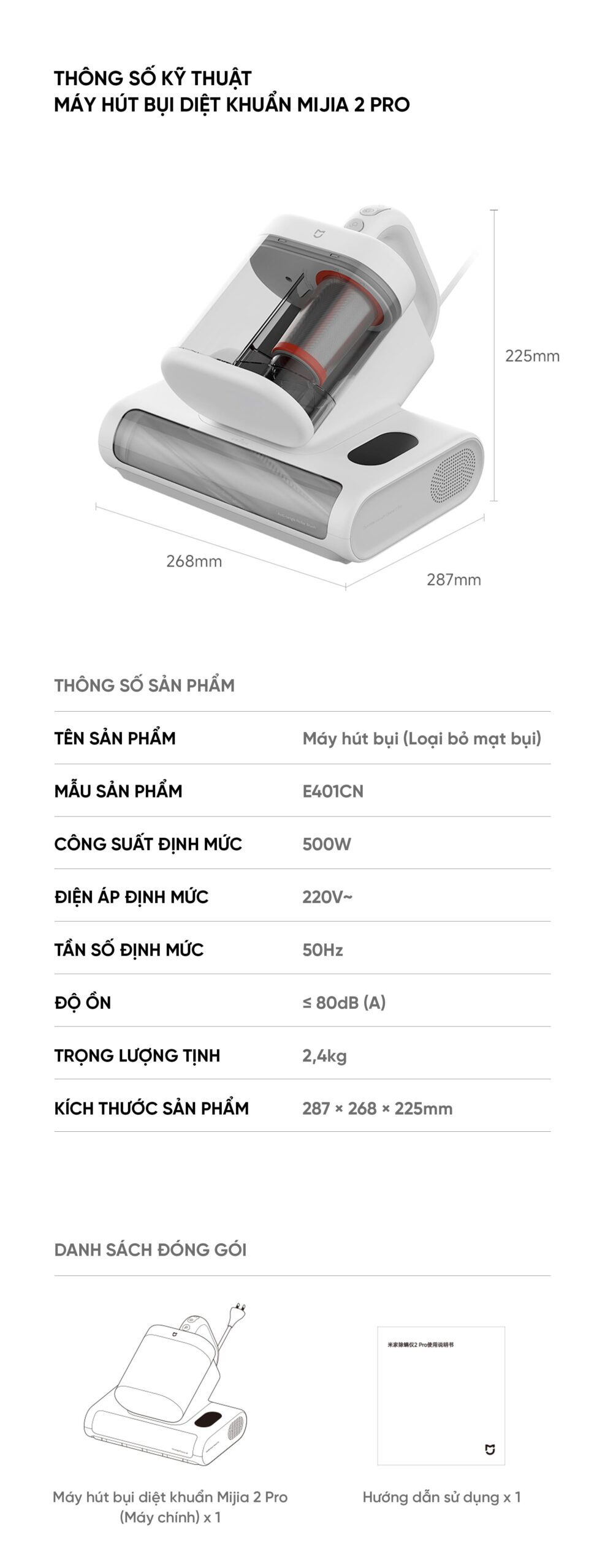 Máy hút bụi diệt khuẩn Mijia 2 Pro