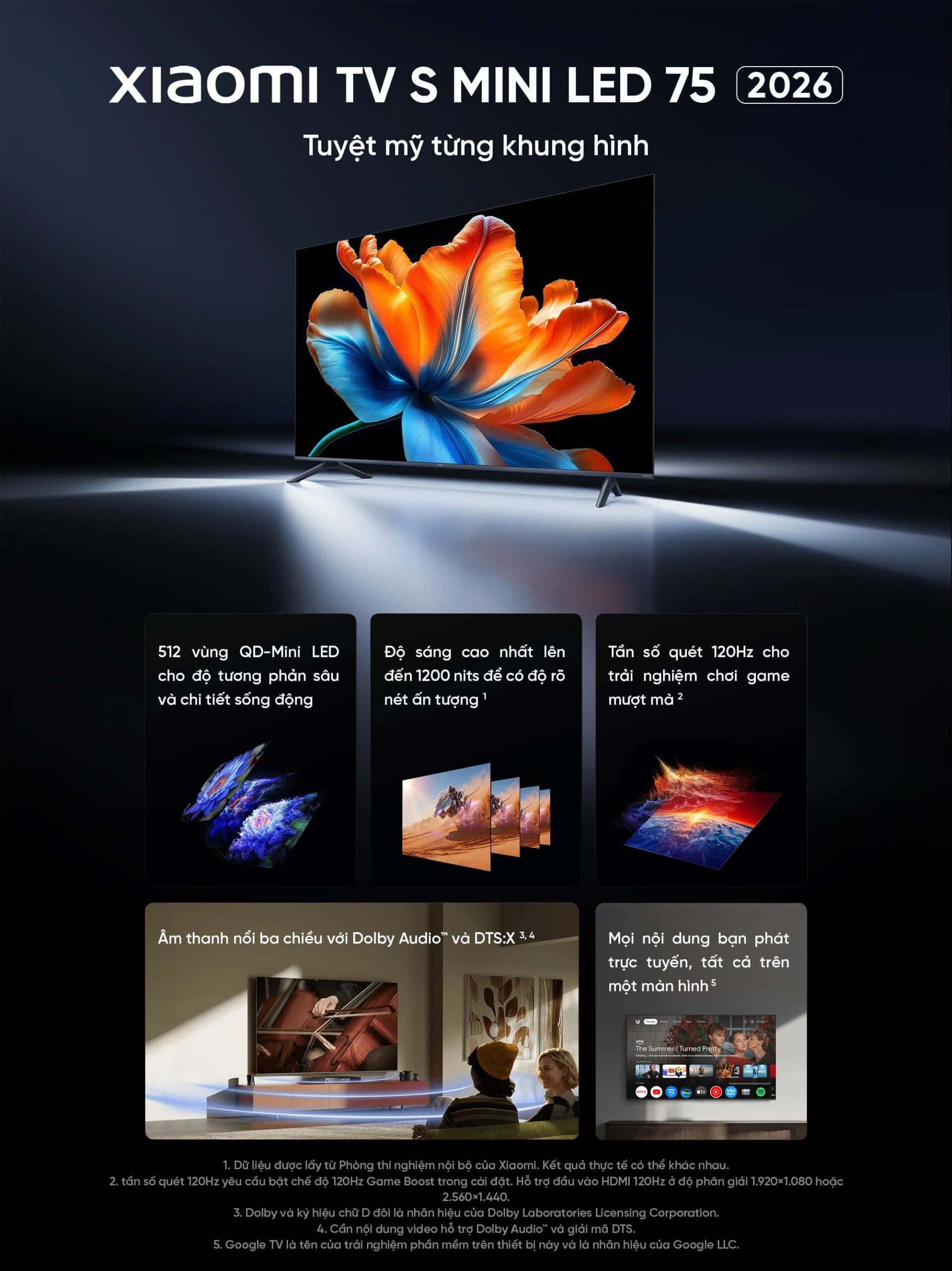Xiaomi TV S Mini LED 2026 75 Inch QD-Mini LED 4K-BẢN QUỐC TẾ
