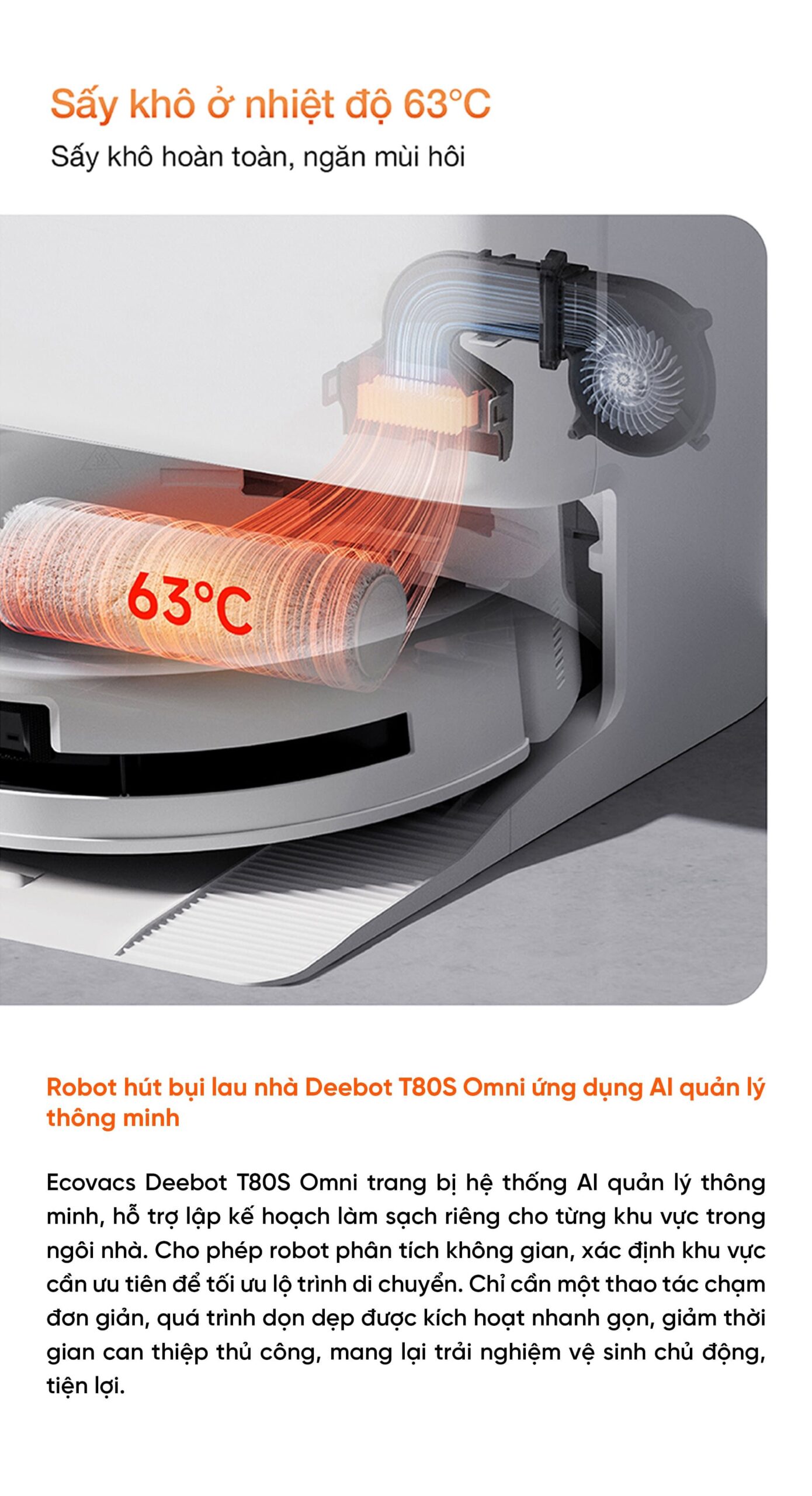 Robot hút bụi lau nhà Ecovacs Deebot T80S Omni