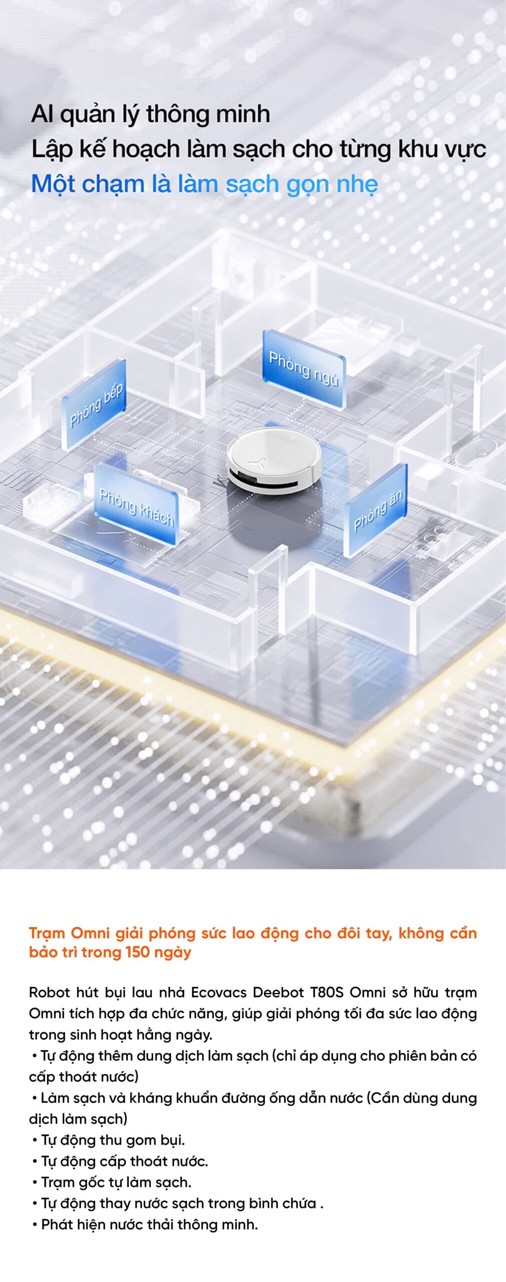 Robot hút bụi lau nhà Ecovacs Deebot T80S Omni