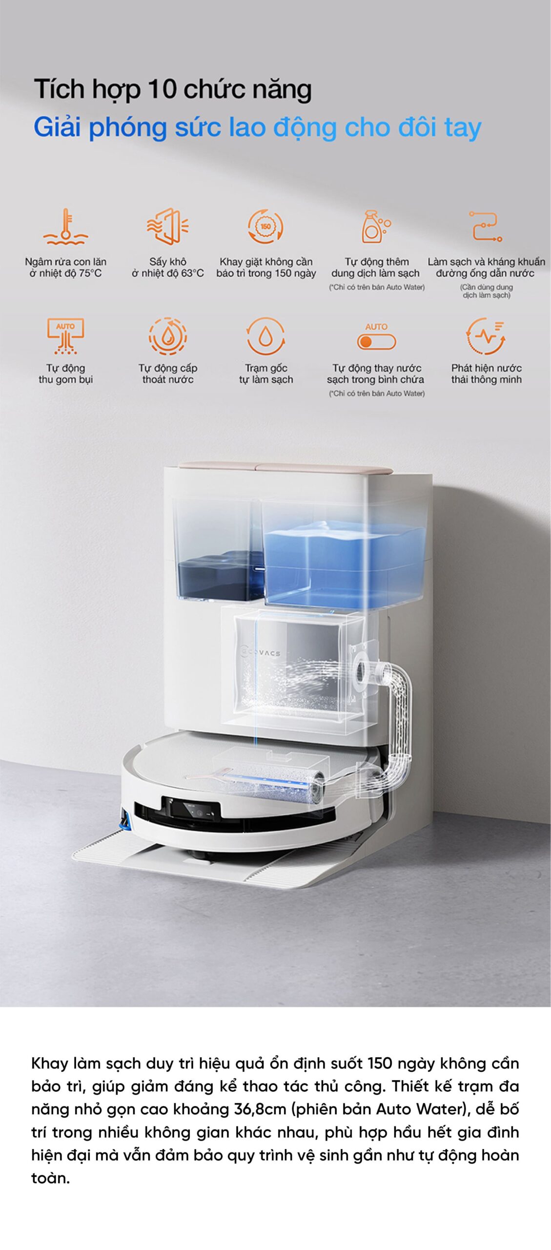 Robot hút bụi lau nhà Ecovacs Deebot T80S Omni