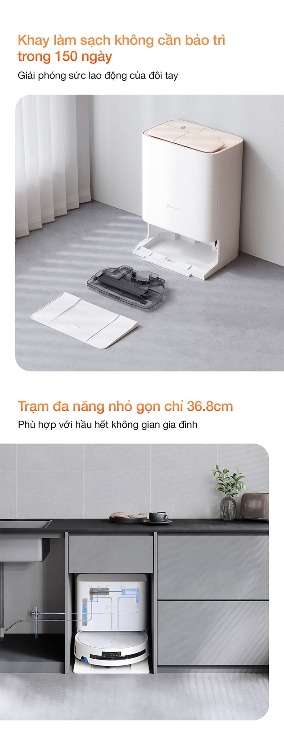 Robot hút bụi lau nhà Ecovacs Deebot T80S Omni