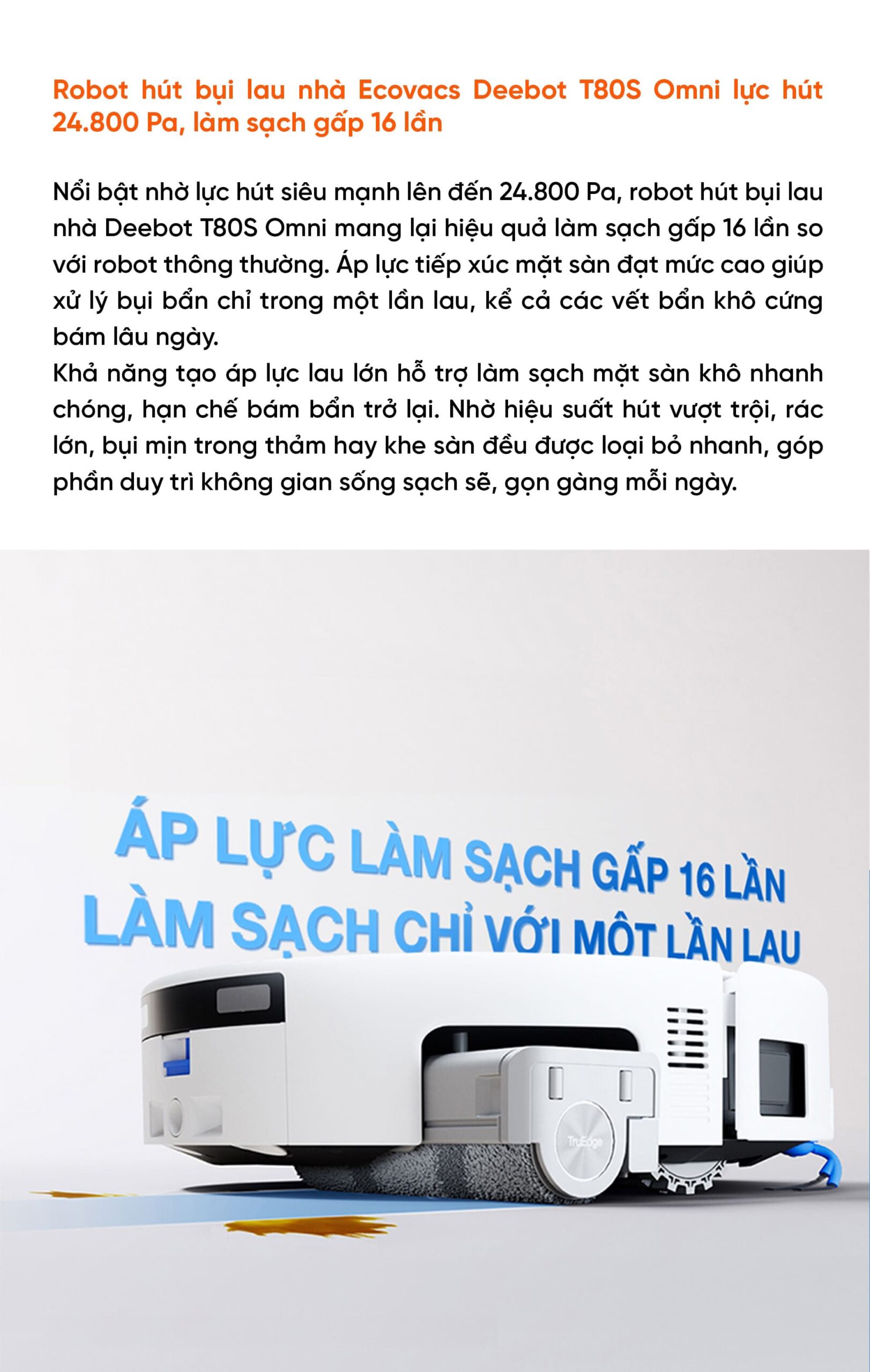 Robot hút bụi lau nhà Ecovacs Deebot T80S Omni