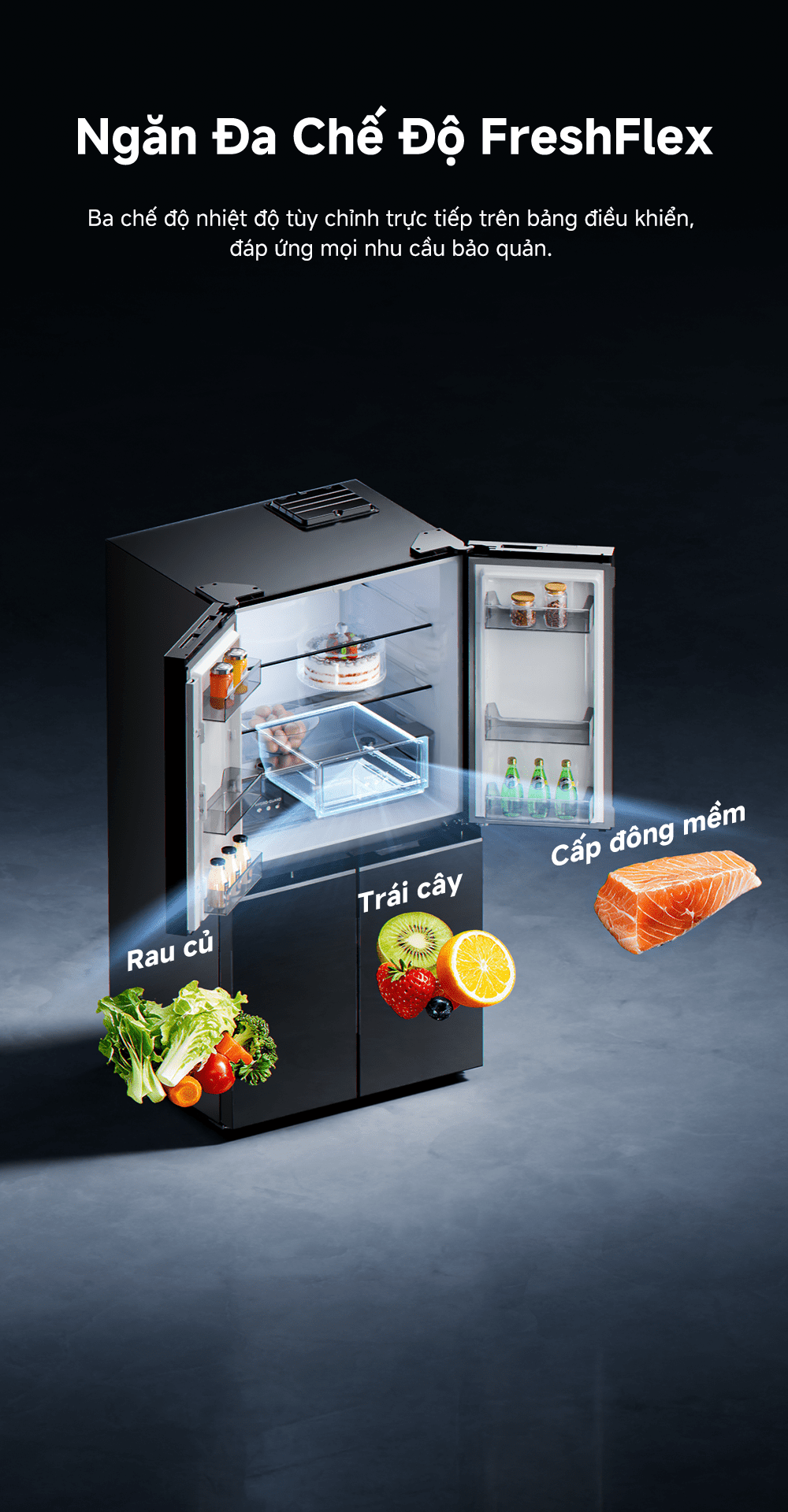 Tủ lạnh Dreame 600L Dual inverter DRC600WGB4VN – 4 cánh mặt kính, đông mềm, kháng khuẩn thông minh