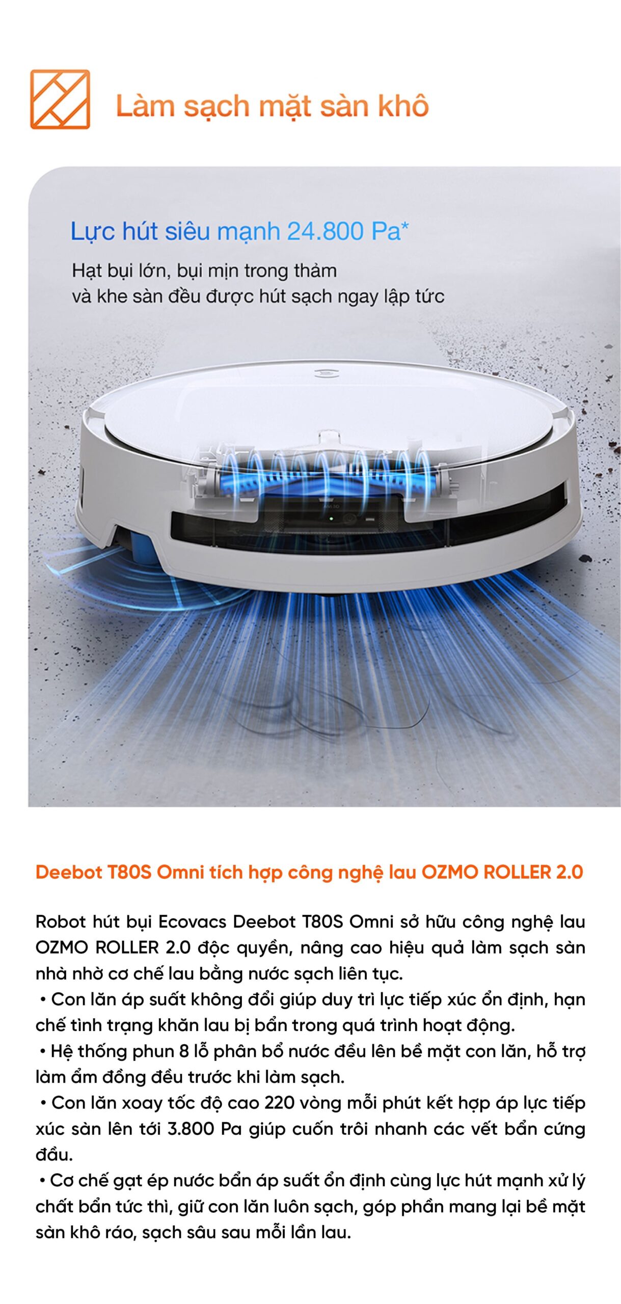 Robot hút bụi lau nhà Ecovacs Deebot T80S Omni