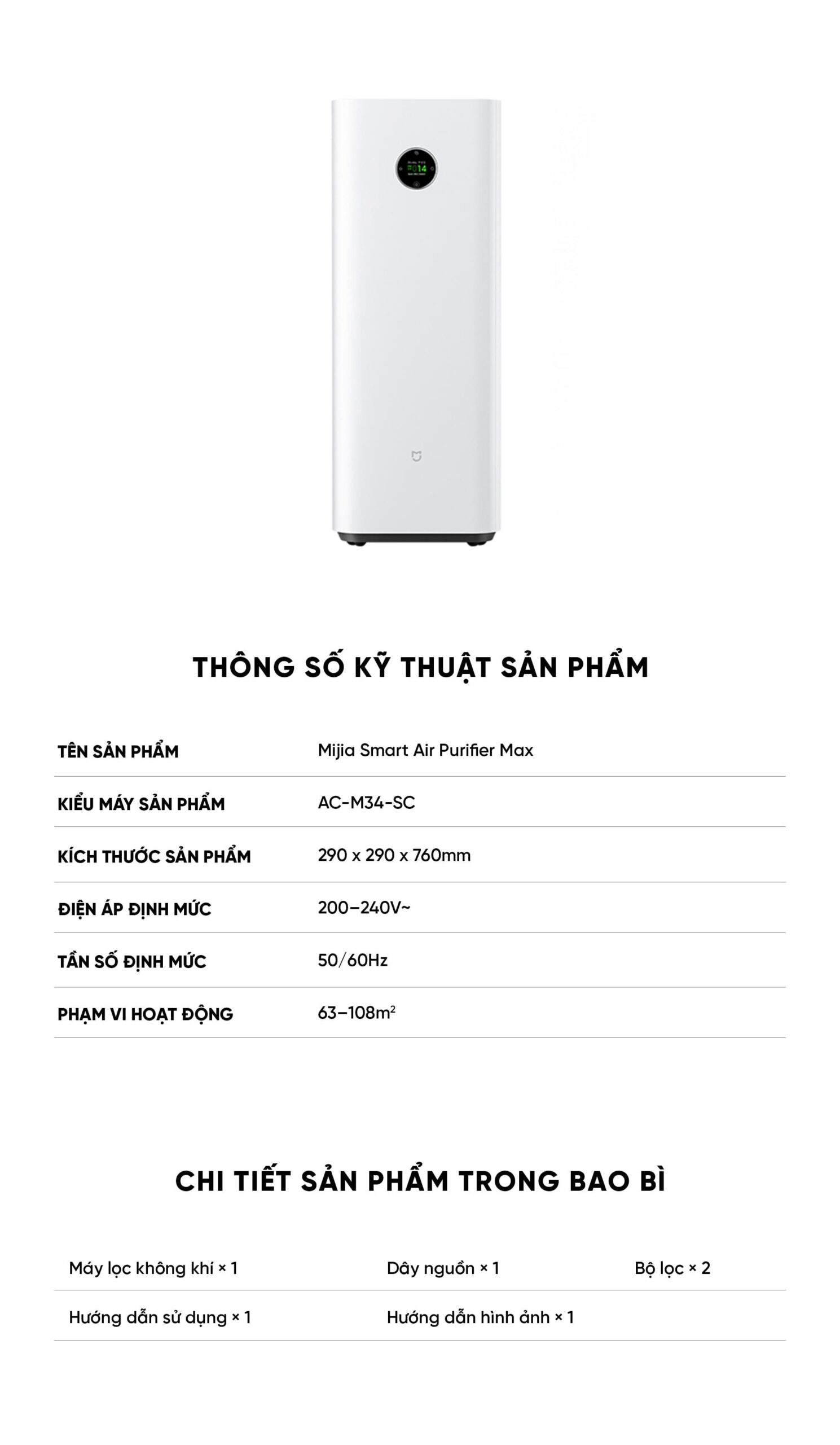 Máy lọc không khí Mijia Smart Air Purifier Max