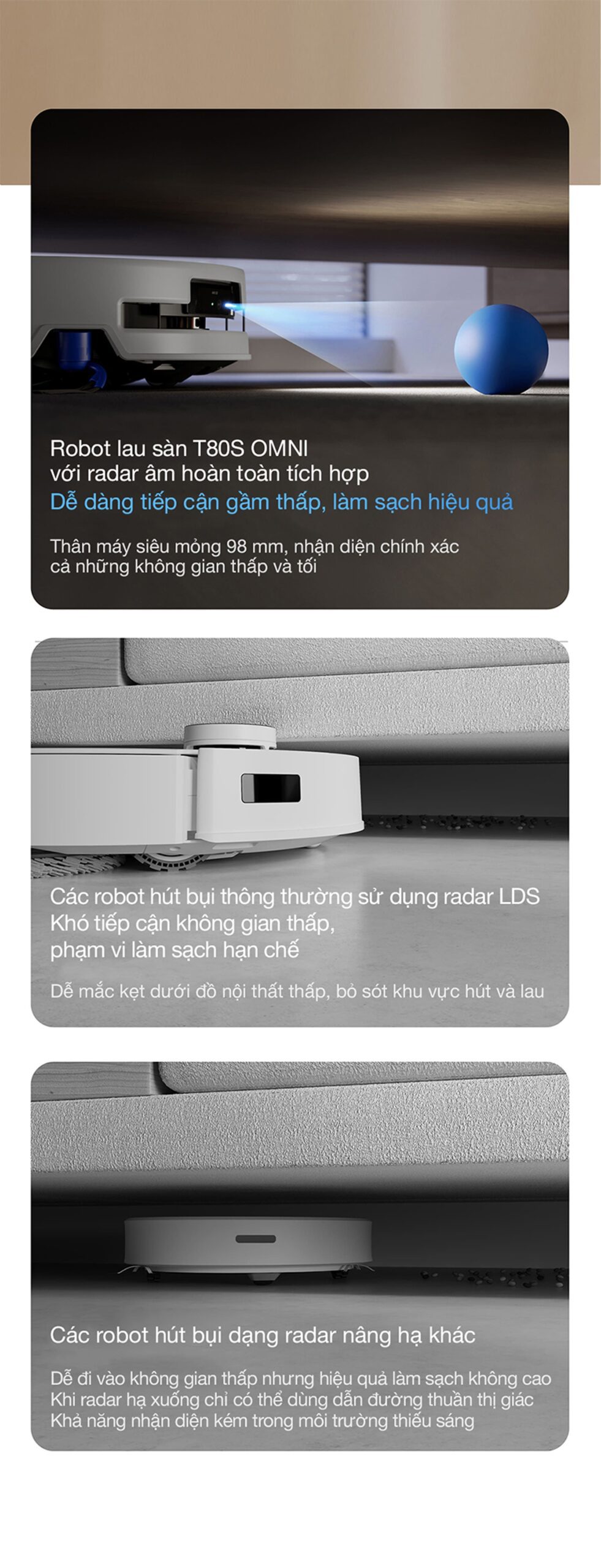 Robot hút bụi lau nhà Ecovacs Deebot T80S Omni