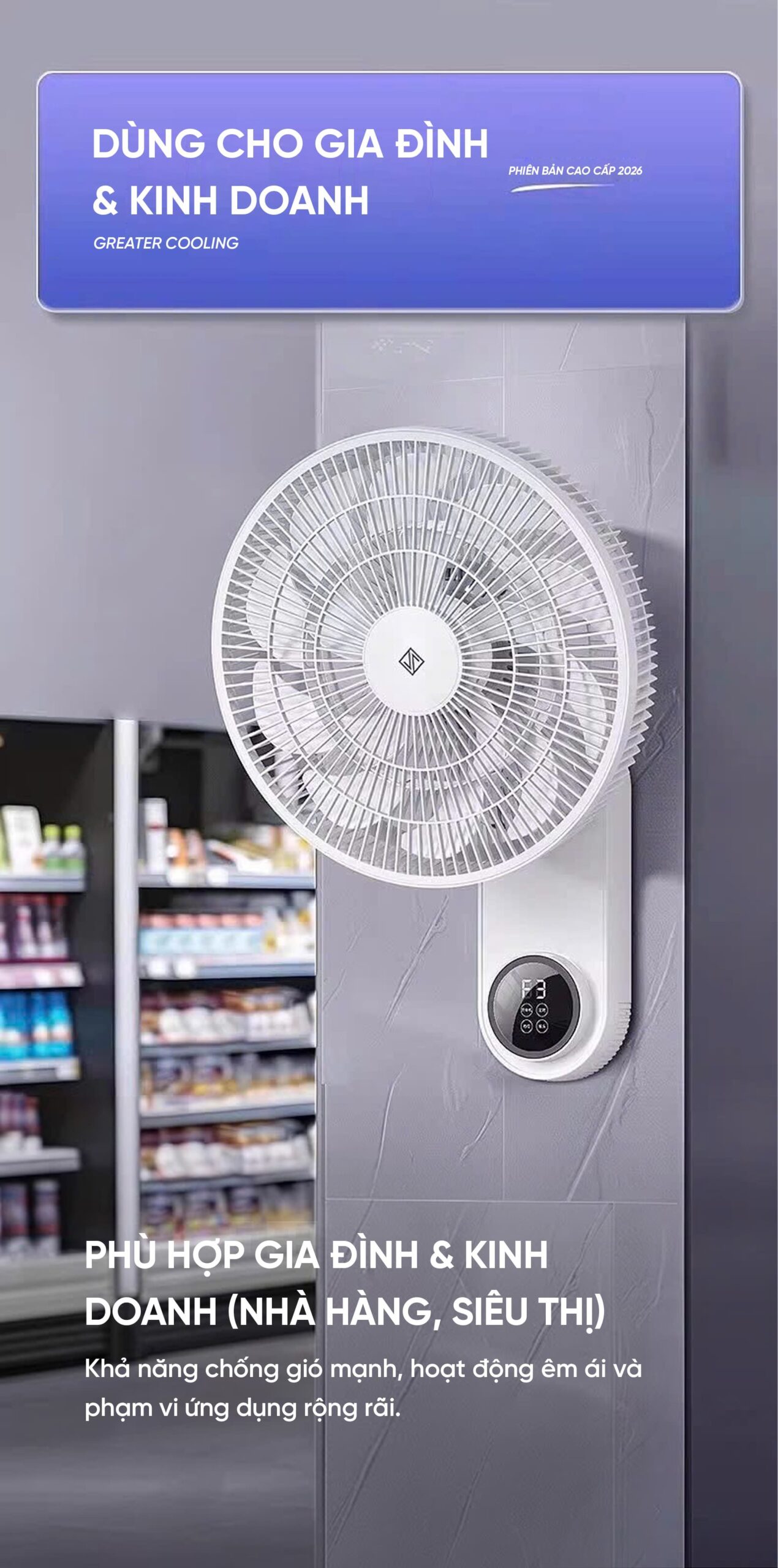 Quạt treo tường Xiaomi Jipin JP-FGB-B22SR 7 Cánh kết nối App Xiaomi Home