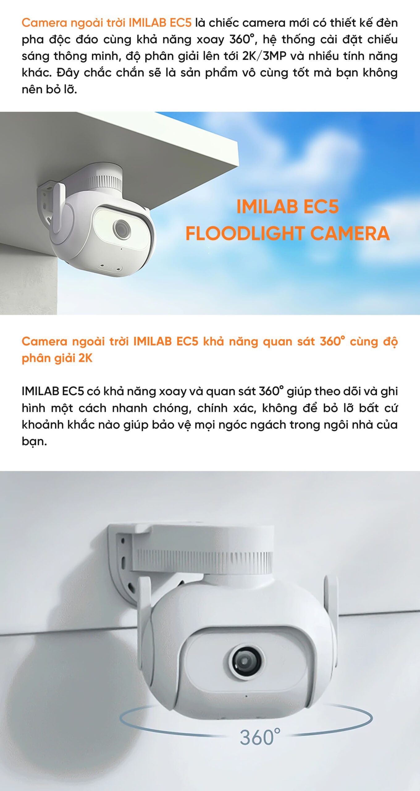 Camera ngoài trời Xiaomi IMILAB EC5 - Kết nối app Mihome