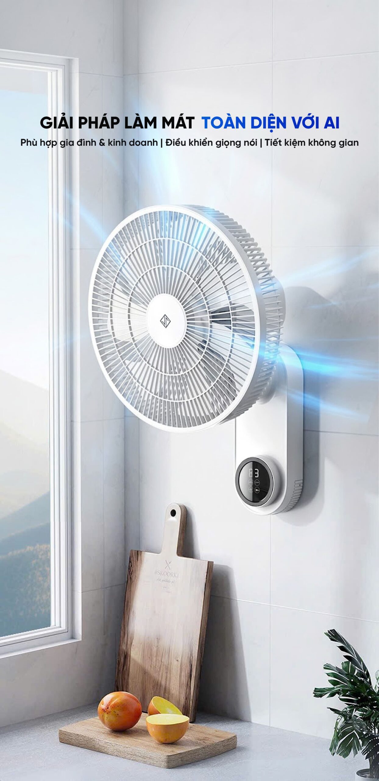 Quạt treo tường Xiaomi Jipin JP-FGB-B22SR 7 Cánh kết nối App Xiaomi Home