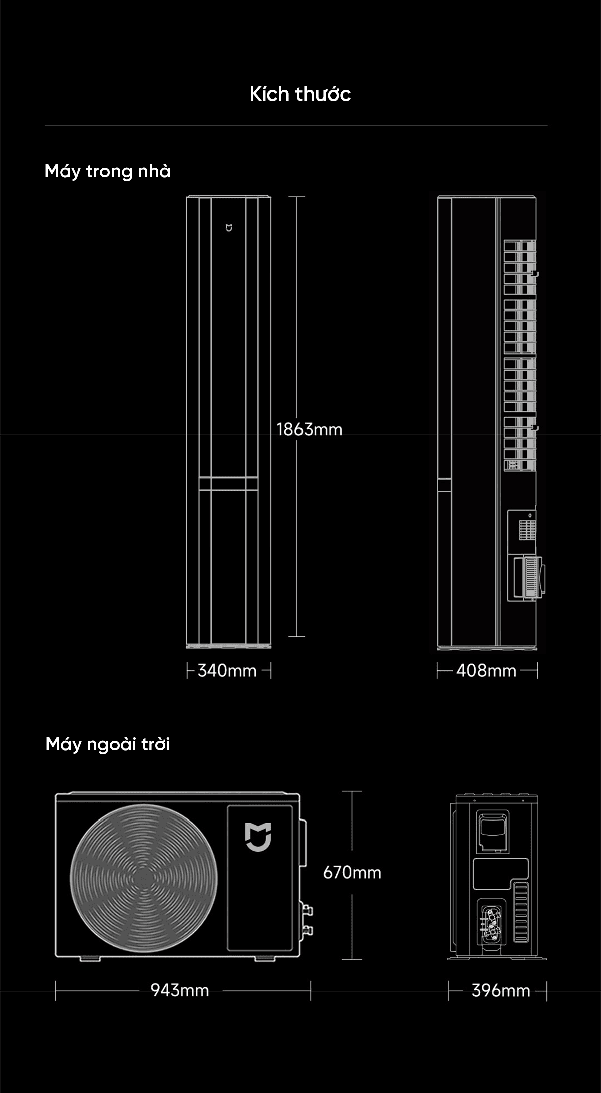 Điều hòa cây Xiaomi Mijia 72LW-NA11/M1A1 3HP 2 Chiều tiết kiệm điện cấp 1
