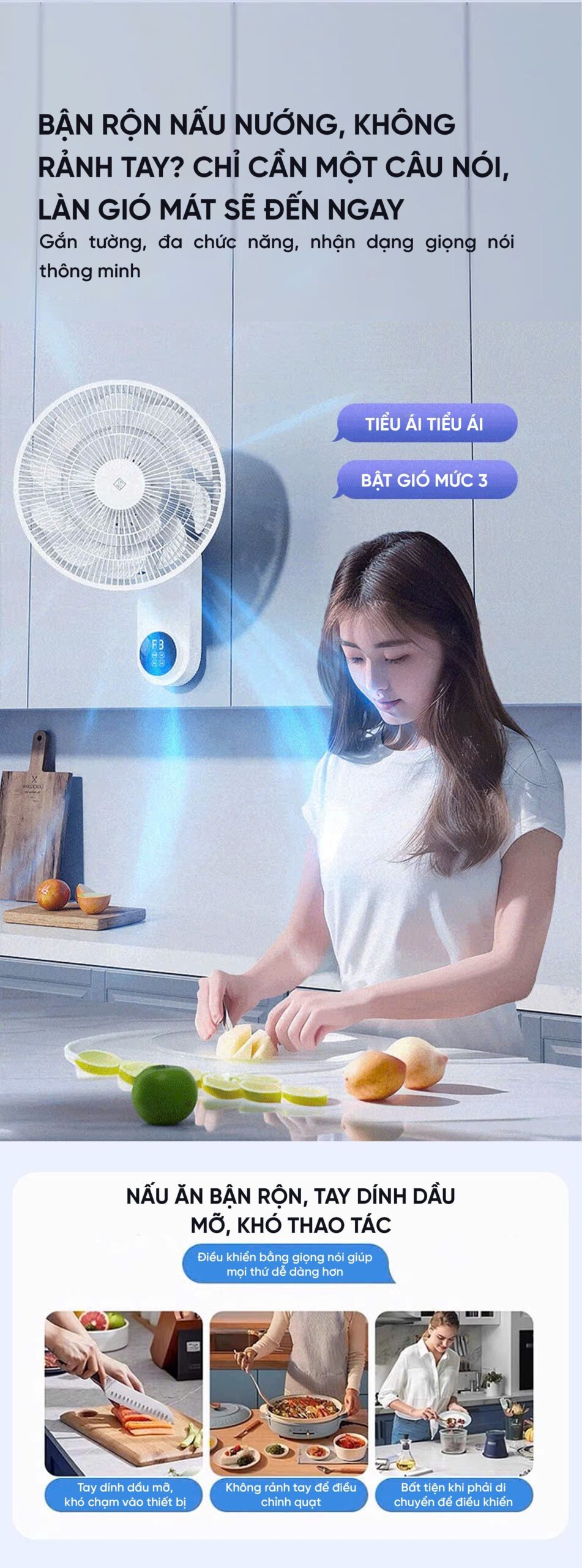 Quạt treo tường Xiaomi Jipin JP-FGB-B22SR 7 Cánh kết nối App Xiaomi Home