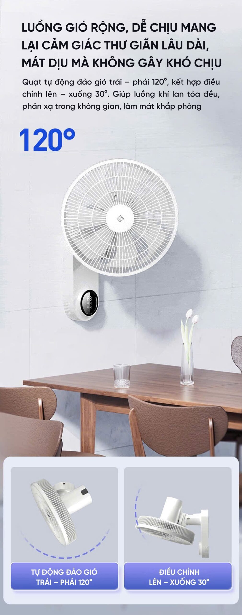 Quạt treo tường Xiaomi Jipin JP-FGB-B22SR 7 Cánh kết nối App Xiaomi Home