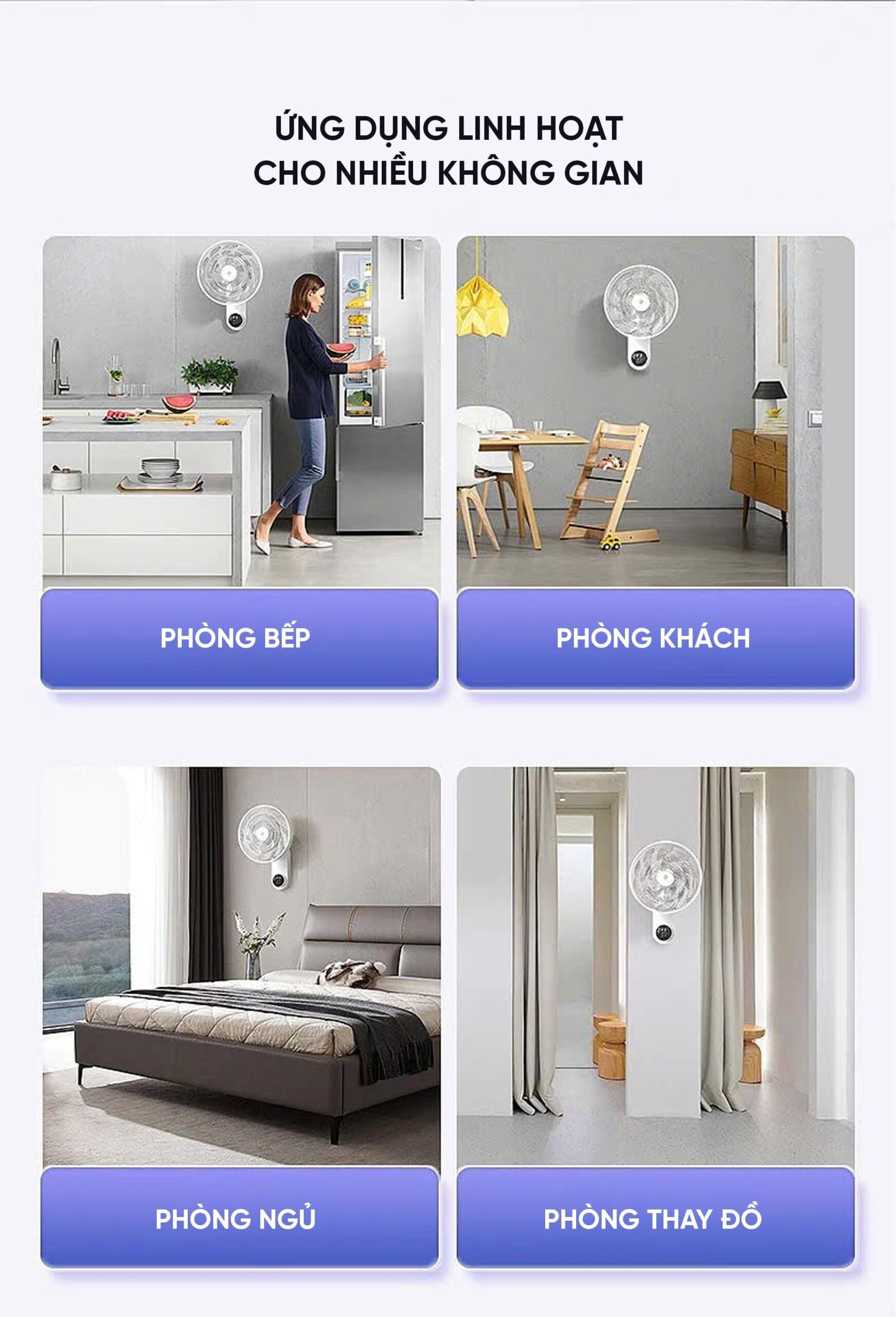Quạt treo tường Xiaomi Jipin JP-FGB-B22SR 7 Cánh kết nối App Xiaomi Home