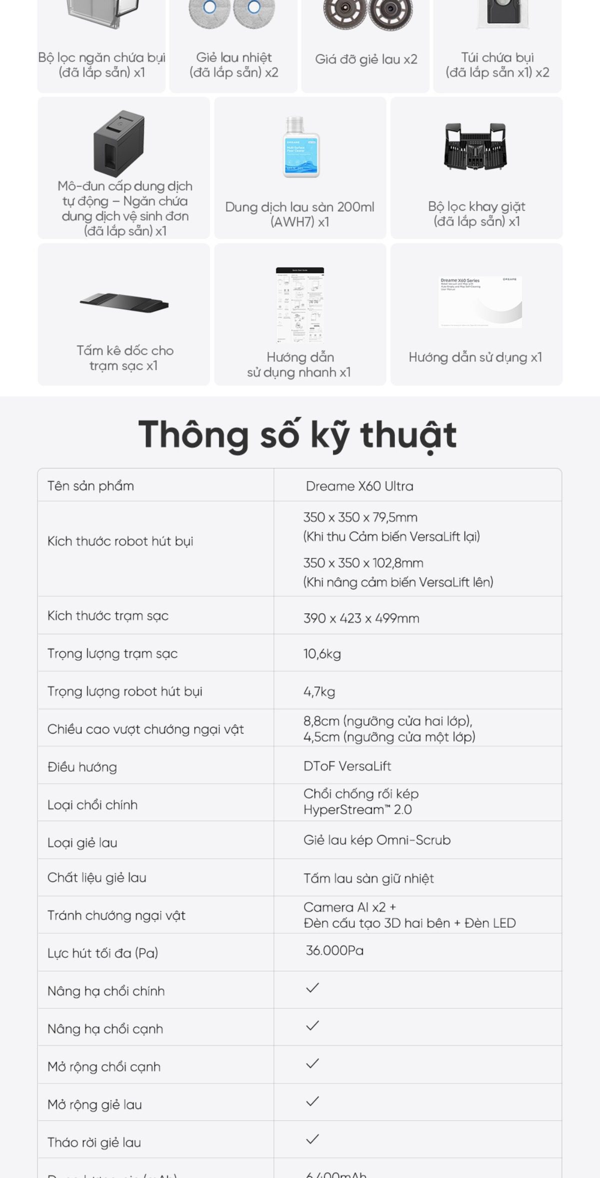 Robot hút bụi Dreame X60 Ultra