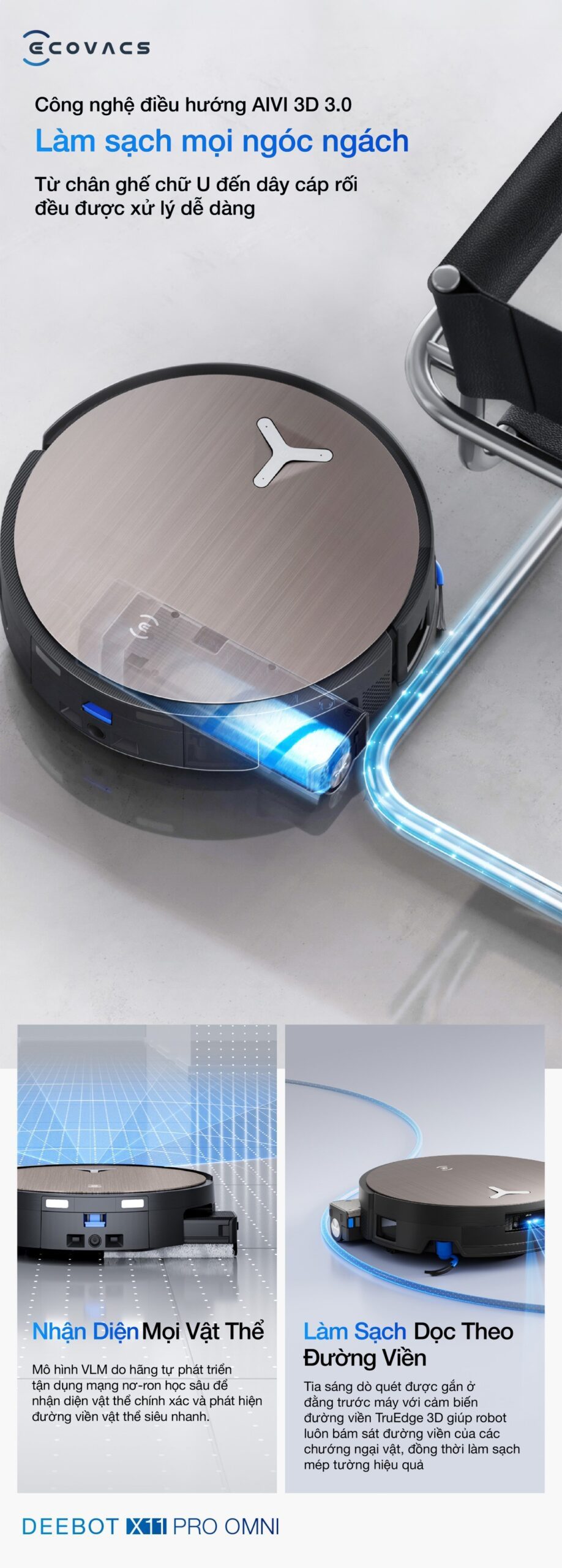 Robot hút bụi Ecovacs X11 Pro OMNI tự động cấp xả nước