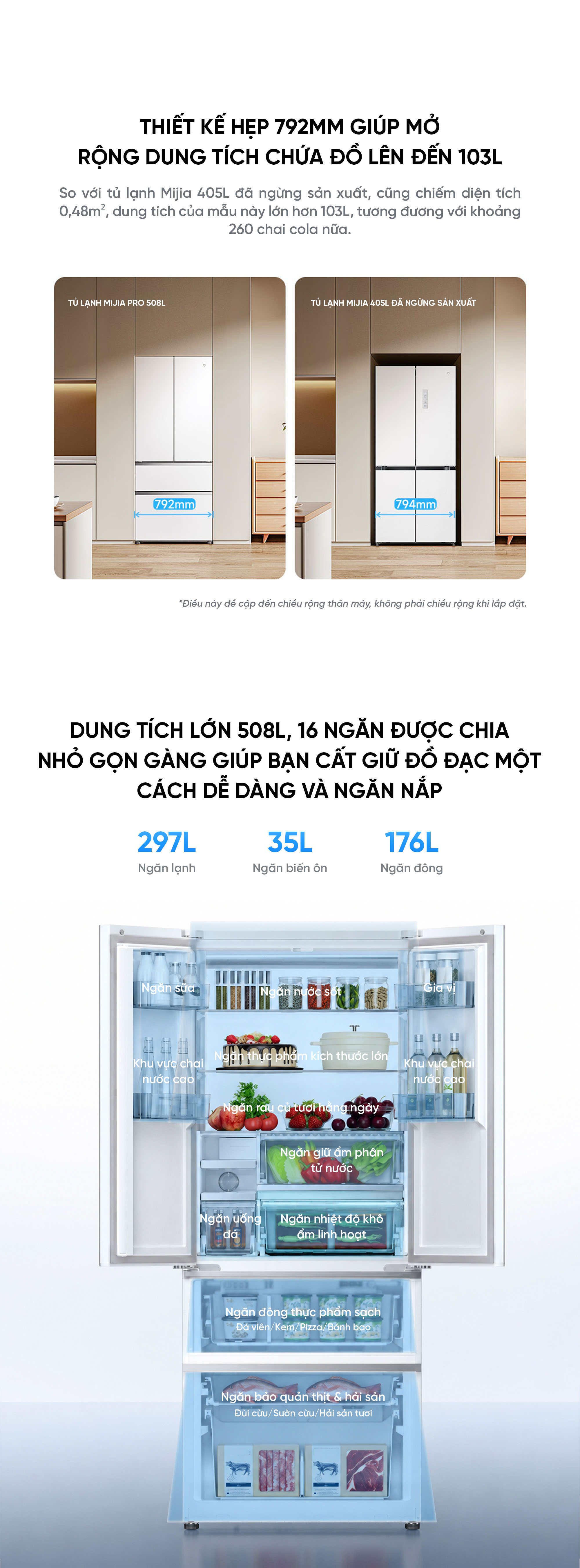 Tủ lạnh Xiaomi mijia 508L Pro Kiểu Pháp 2026 Pha Lê Có Đá Rơi i.on 4.0