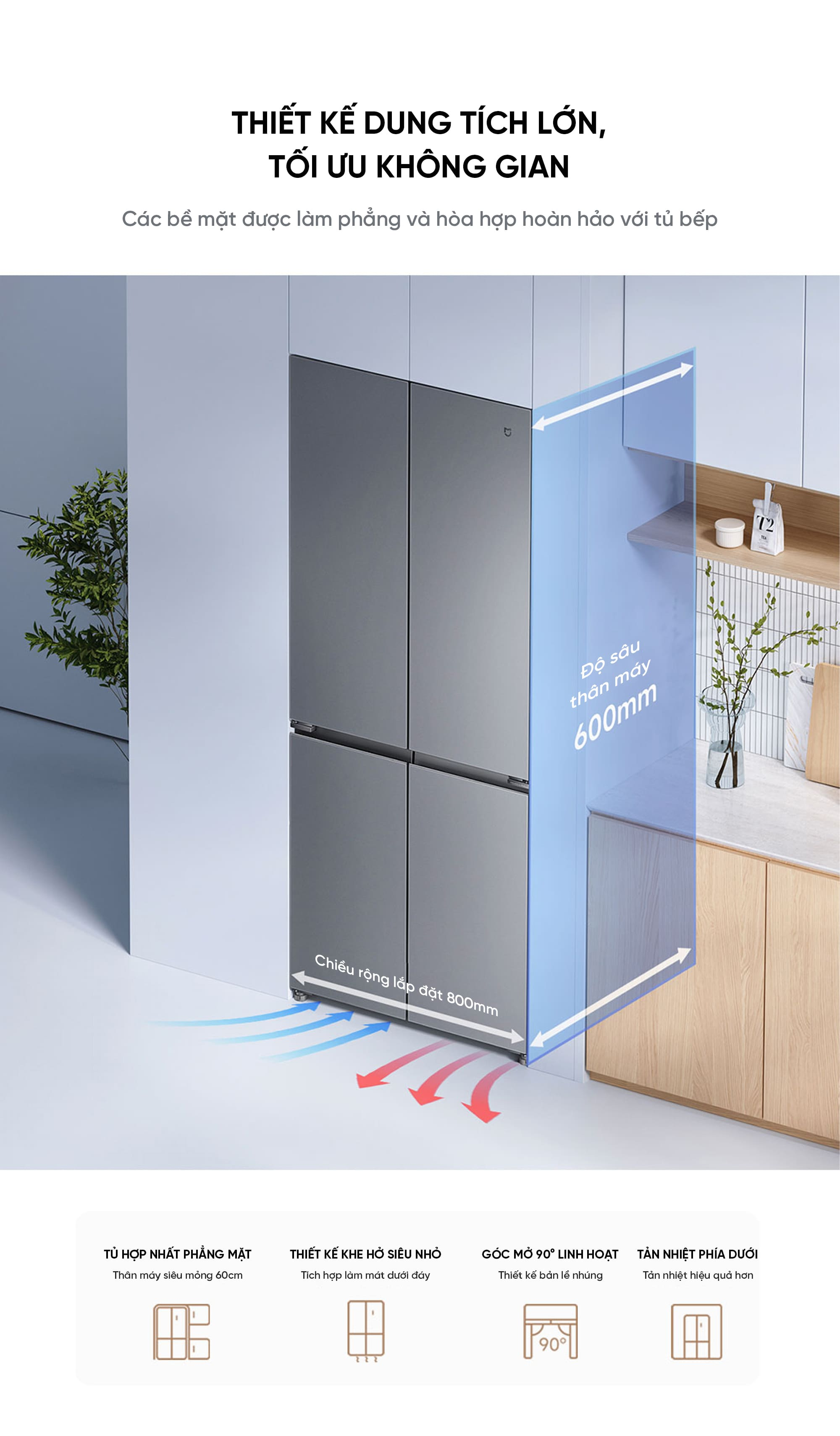 Tủ lạnh Xiaomi mijia 508L Pro 2026 đá rơi ,mặt đá pha lê