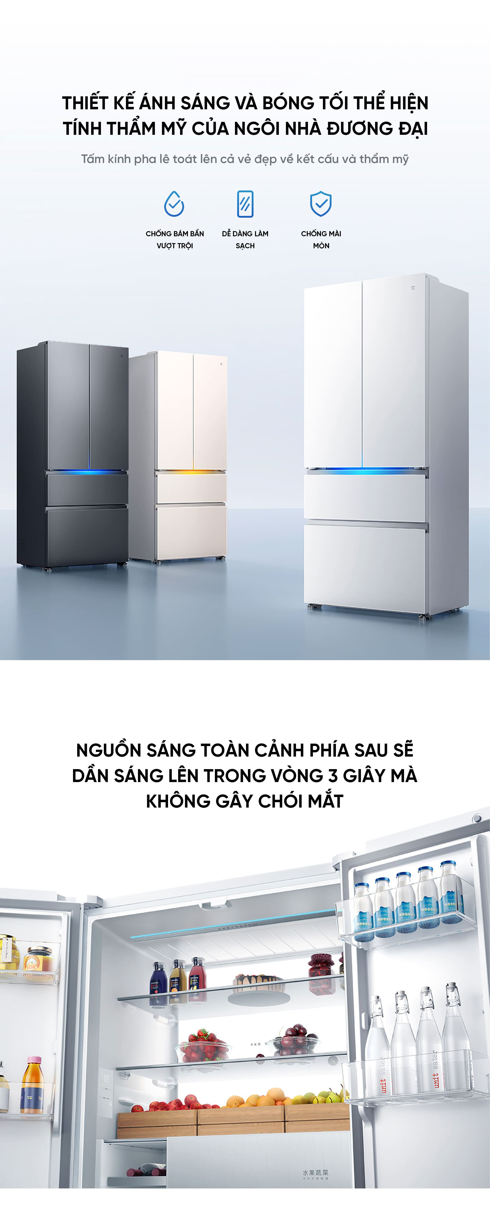 Tủ lạnh Xiaomi mijia 508L Pro Kiểu Pháp 2026 Pha Lê Có Đá Rơi i.on 4.0