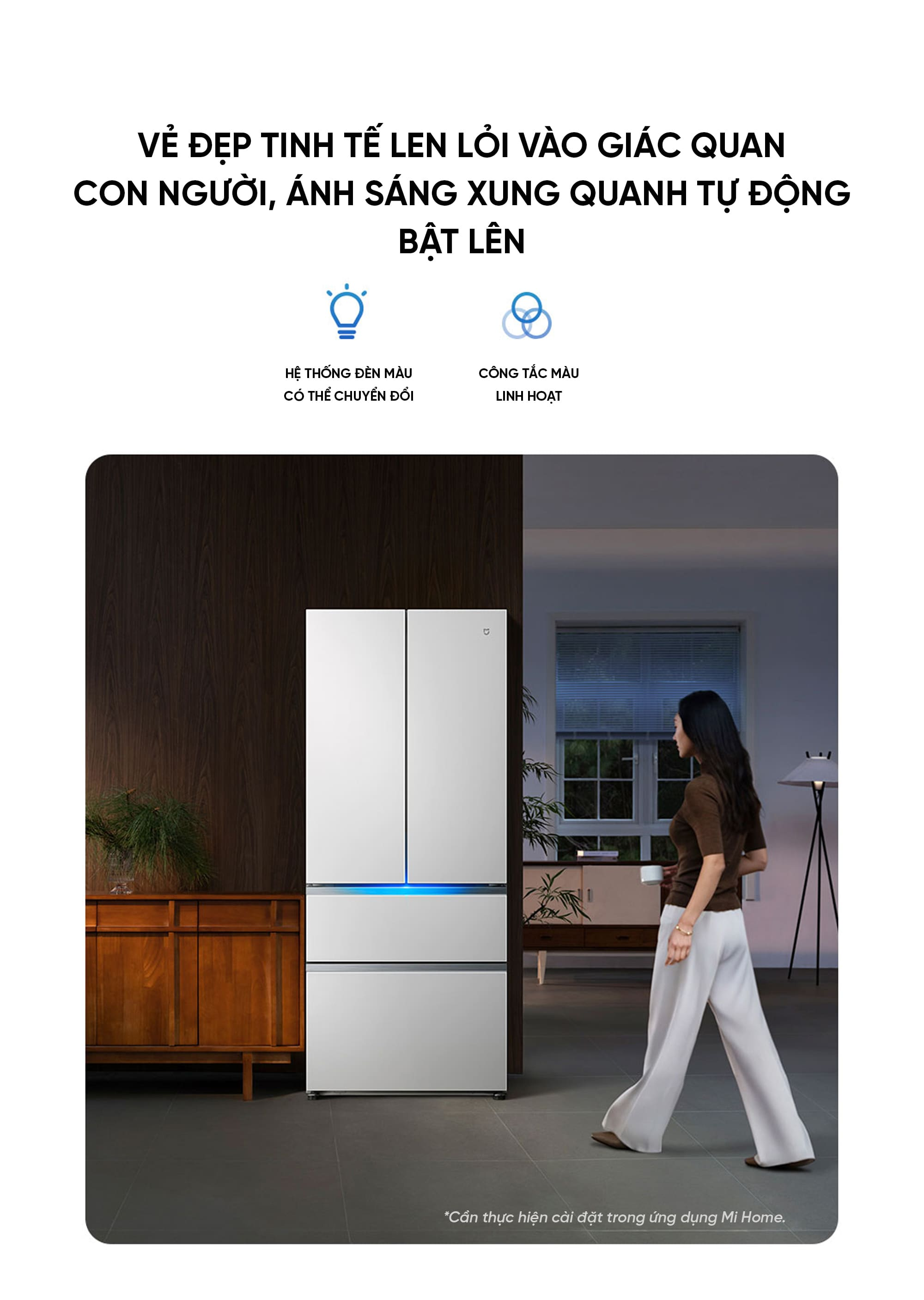 Tủ lạnh Xiaomi mijia 508L Pro Kiểu Pháp 2026 Pha Lê Có Đá Rơi i.on 4.0