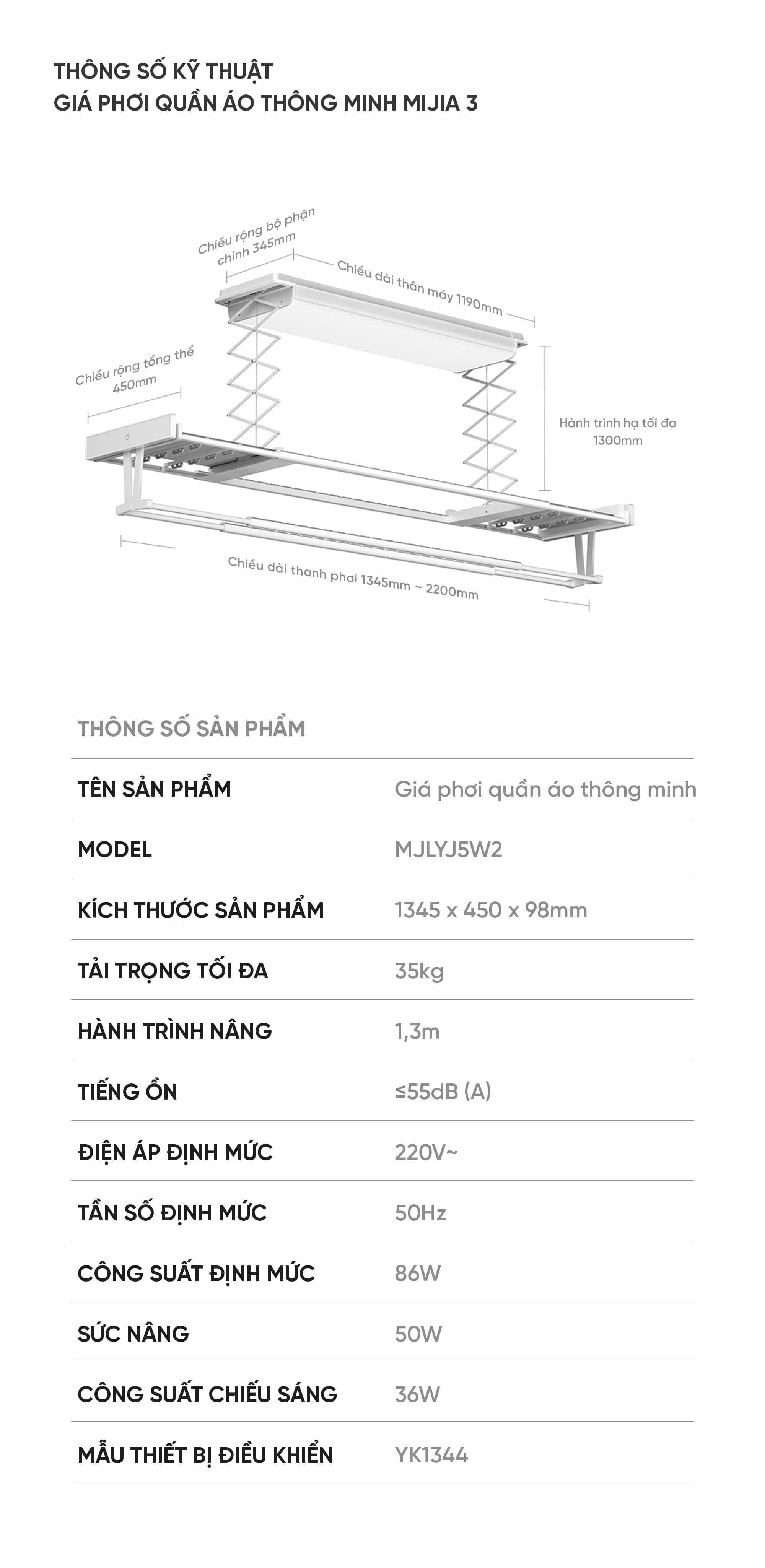 Giá phơi quần áo thông minh Mijia 3