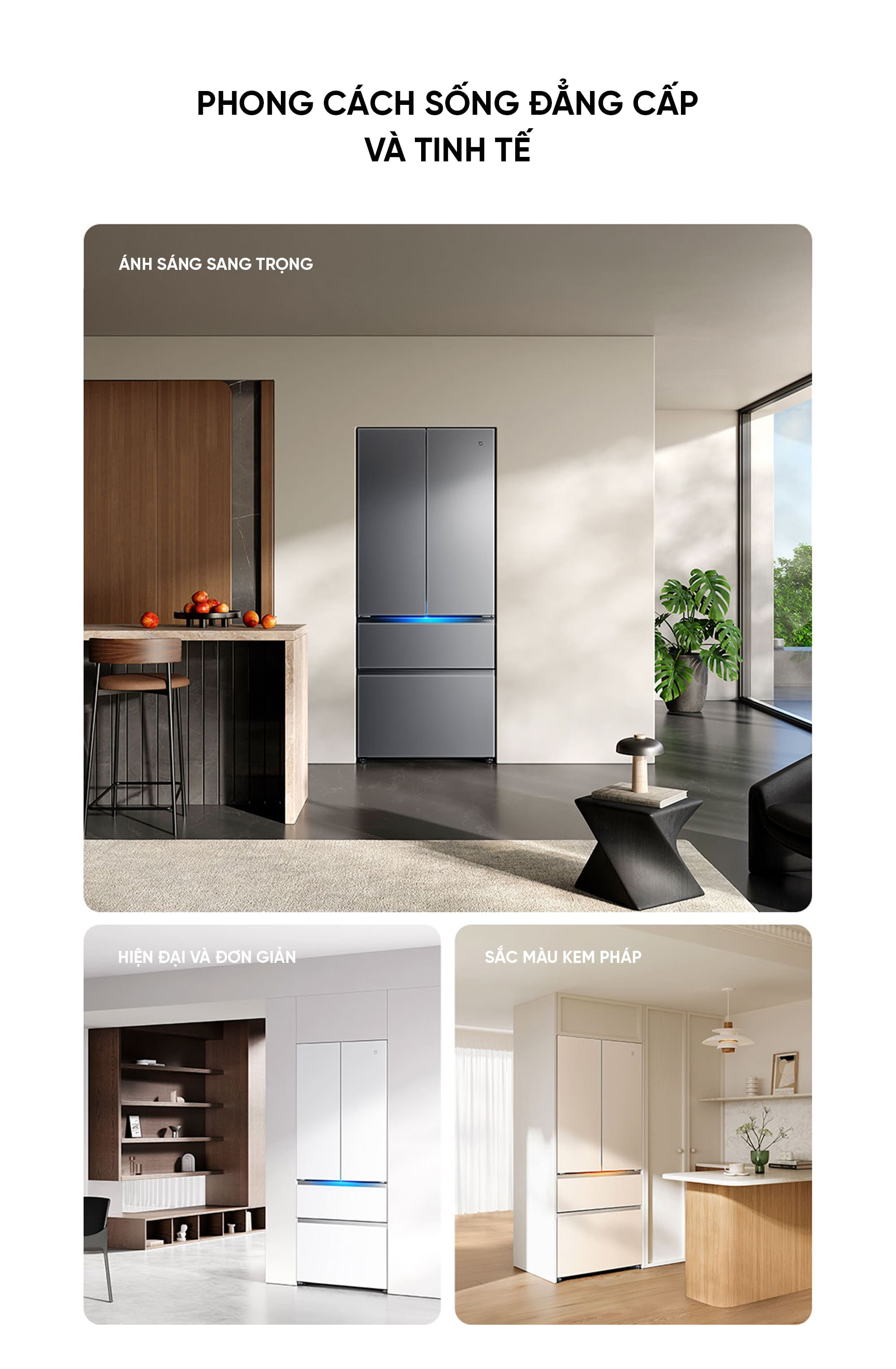 Tủ lạnh Xiaomi mijia 508L Pro Kiểu Pháp 2026 Pha Lê Có Đá Rơi i.on 4.0