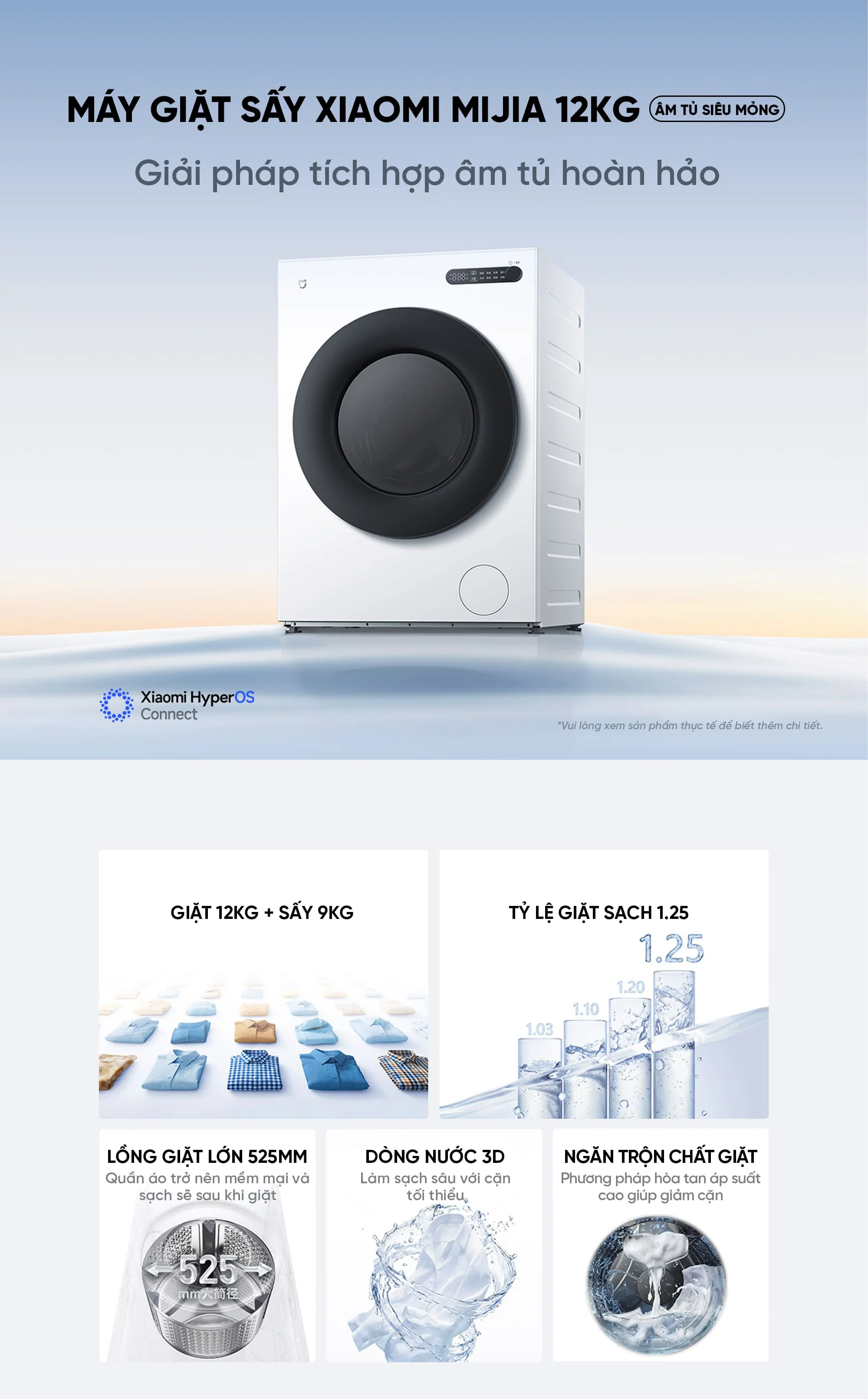Máy giặt sấy Xiaomi XHQG120MJ110 12kg sấy 9kg 2026 Màu Trắng
