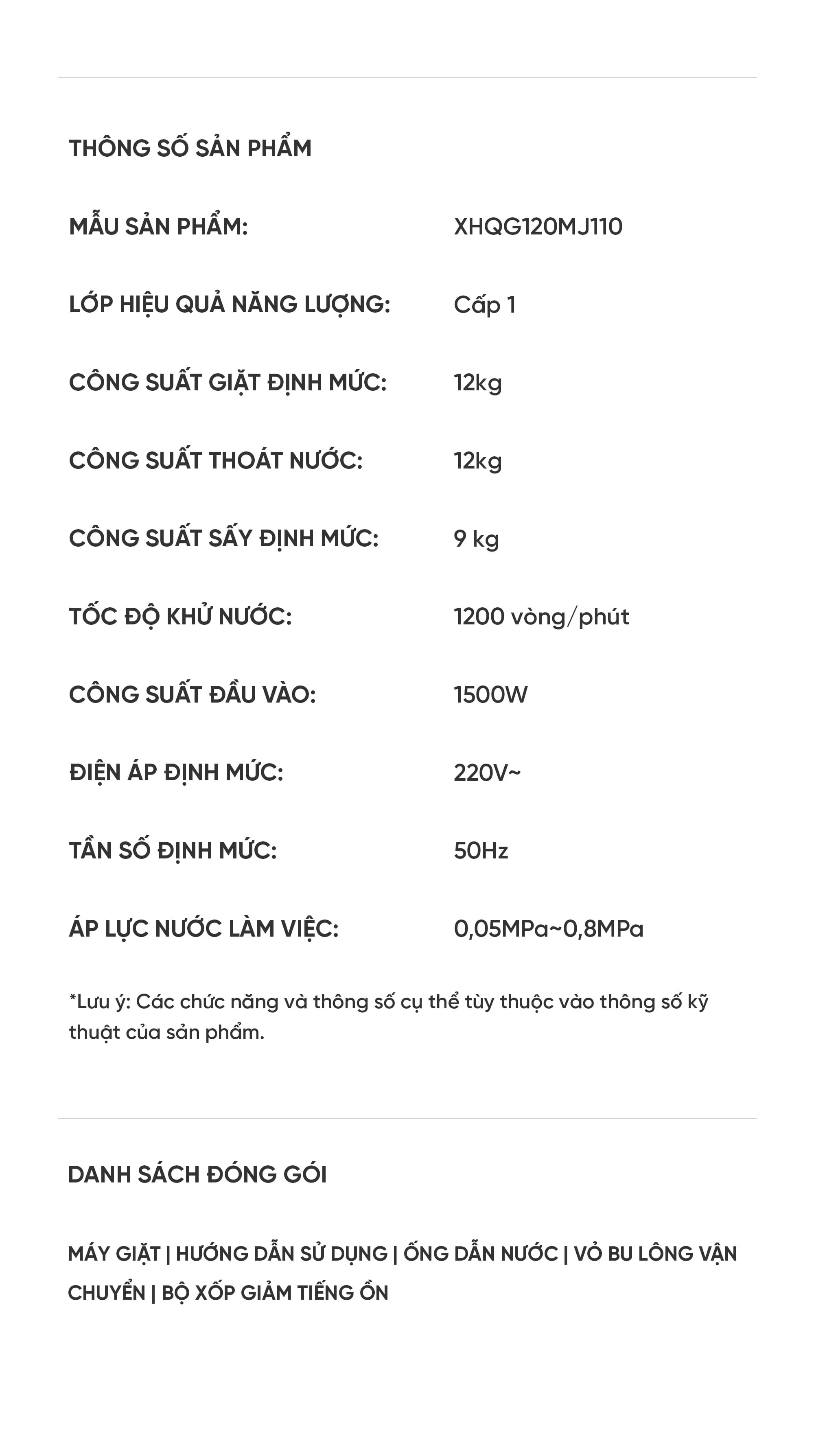 Máy giặt sấy Xiaomi XHQG120MJ110 12kg sấy 9kg 2026 Màu Trắng