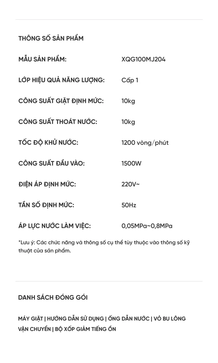Máy giặt Xiaomi Mijia XQG100MJ204 10kg Phiên bản 2026 Lắp âm tường