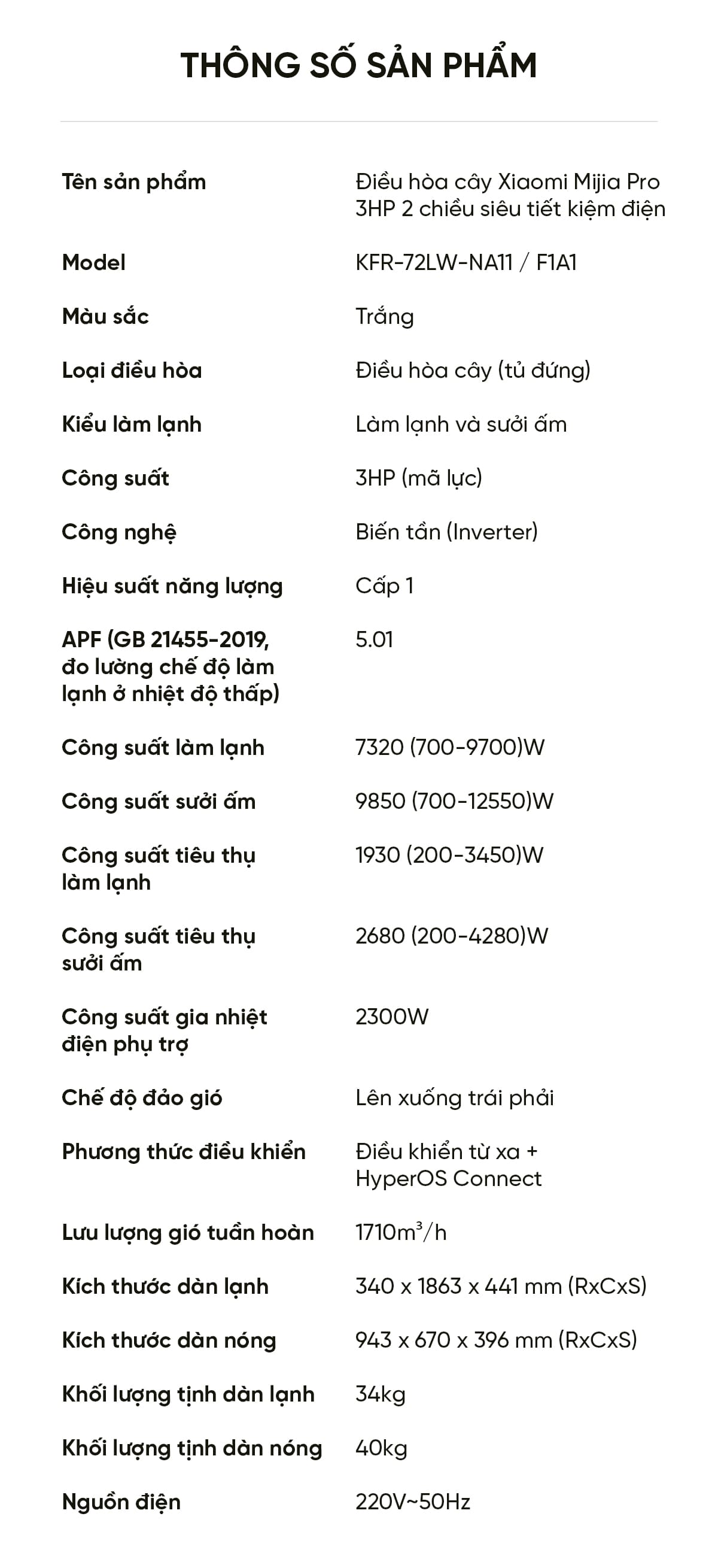 Điều hòa cây đứng Xiaomi Mijia Pro 3Hp Cấp khí tươi KFR-72LW-NA11 / F1A1