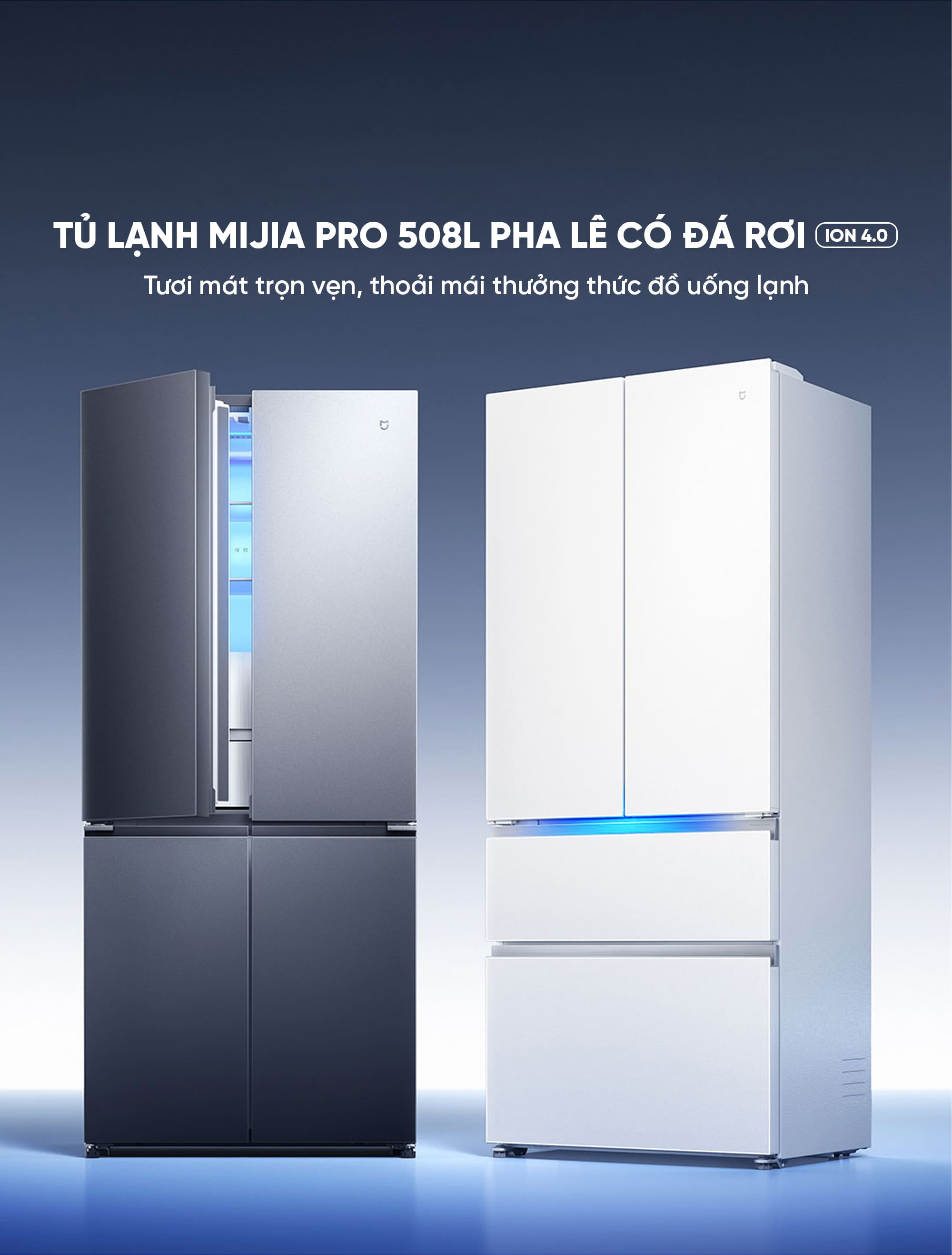 Tủ lạnh Xiaomi mijia 508L Pro Kiểu Pháp 2026 Pha Lê Có Đá Rơi i.on 4.0