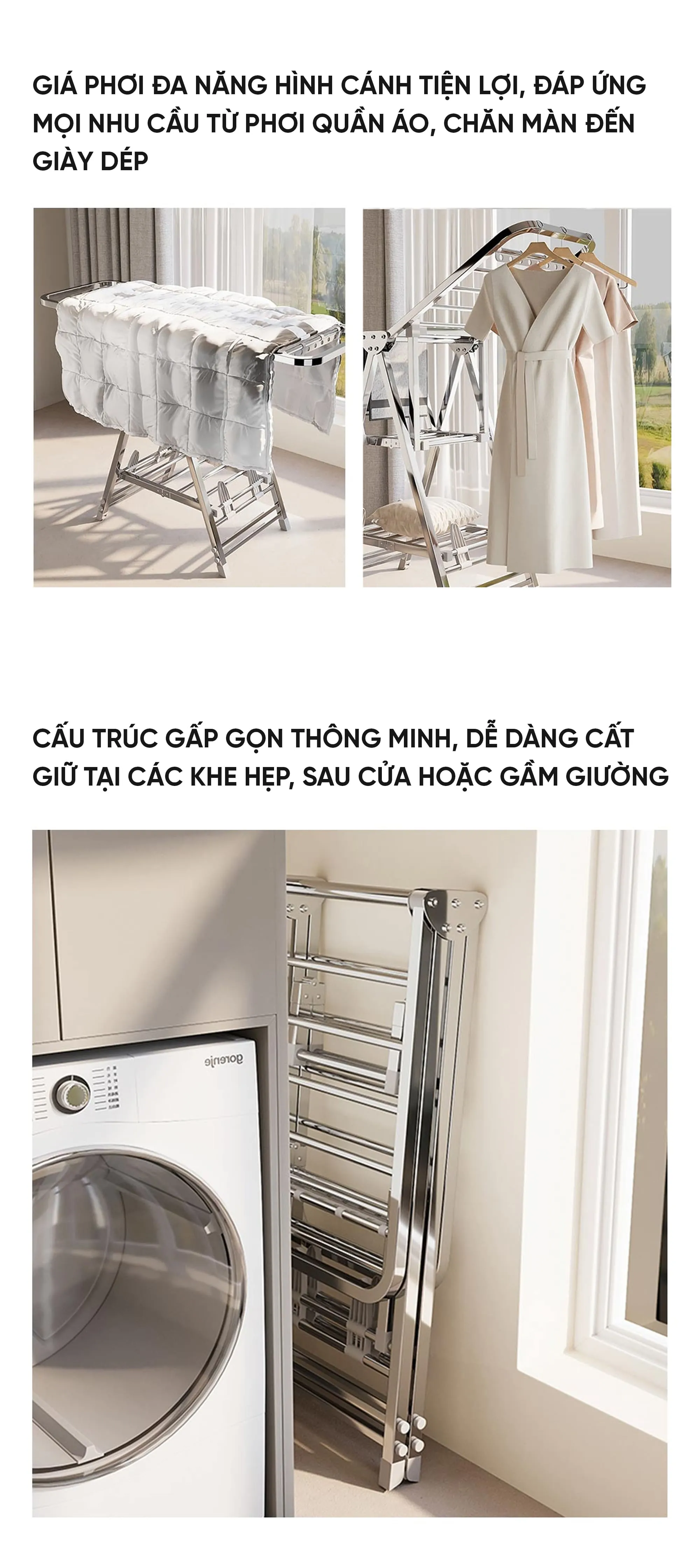 Giá phơi đồ cao cấp Thép không gỉ