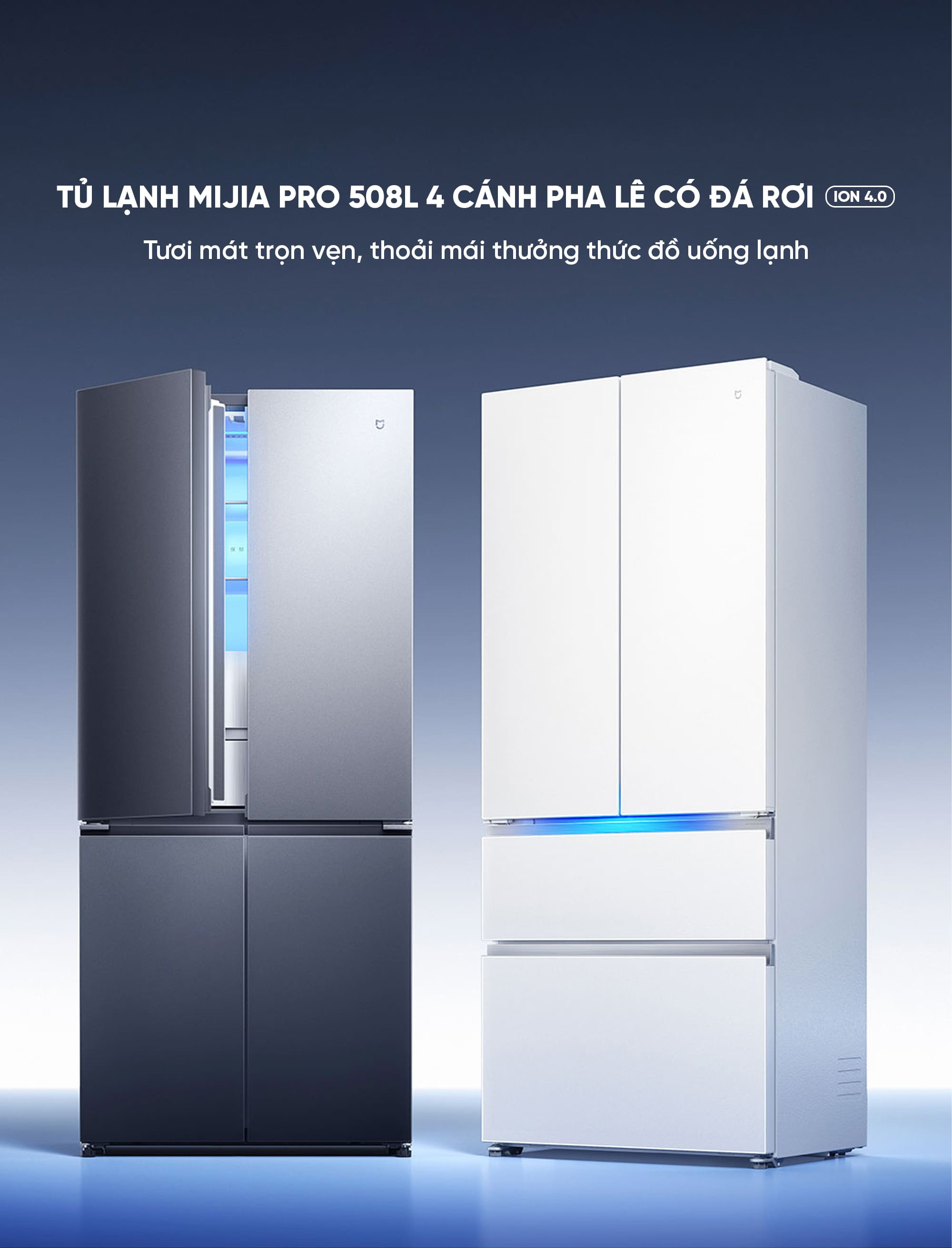 Tủ lạnh Xiaomi mijia 508L Pro 2026 đá rơi ,mặt đá pha lê