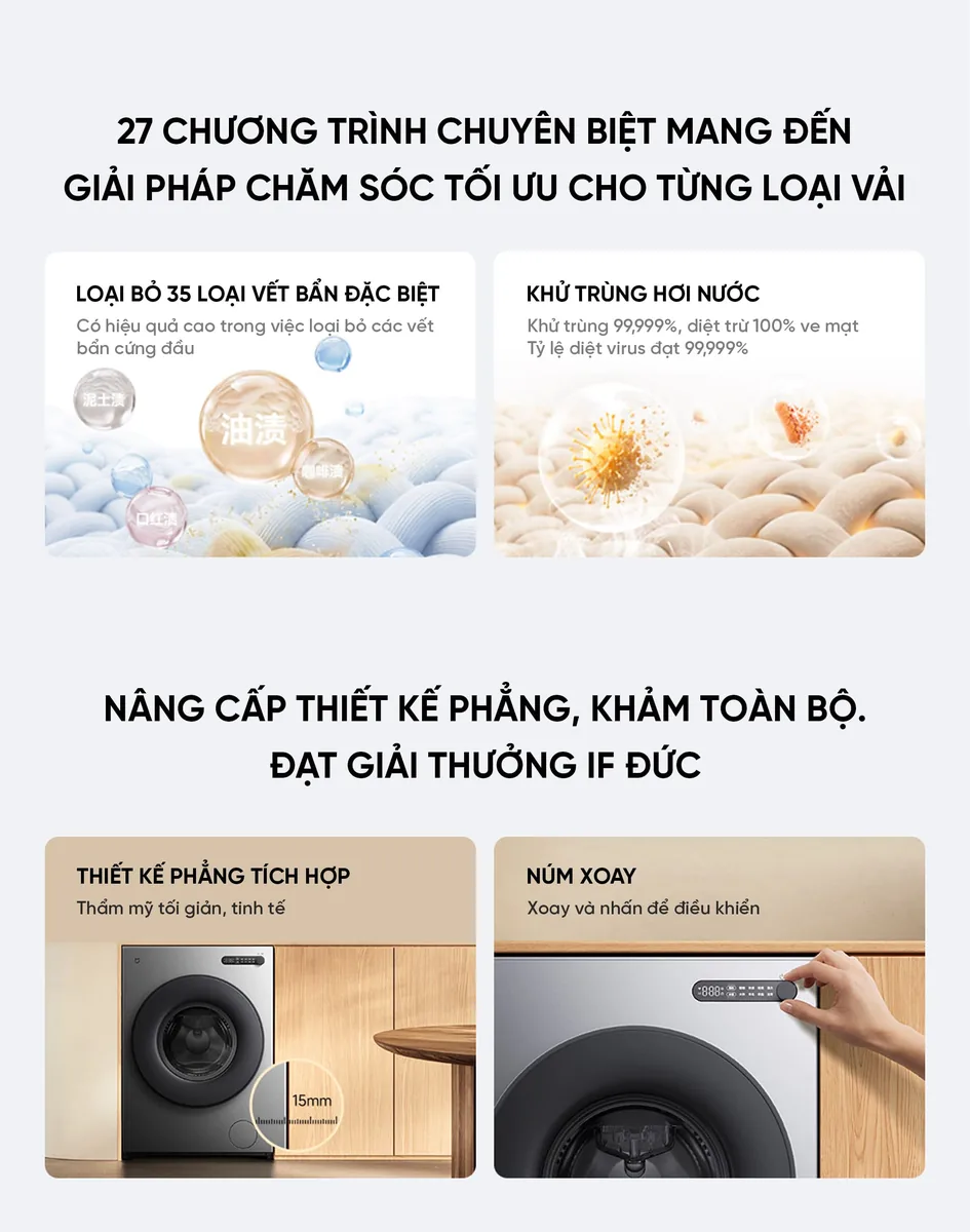 Máy giặt Xiaomi Mijia XQG120MJ105 12kg chỉ giặt Phiên bản 2026 Lắp âm tường