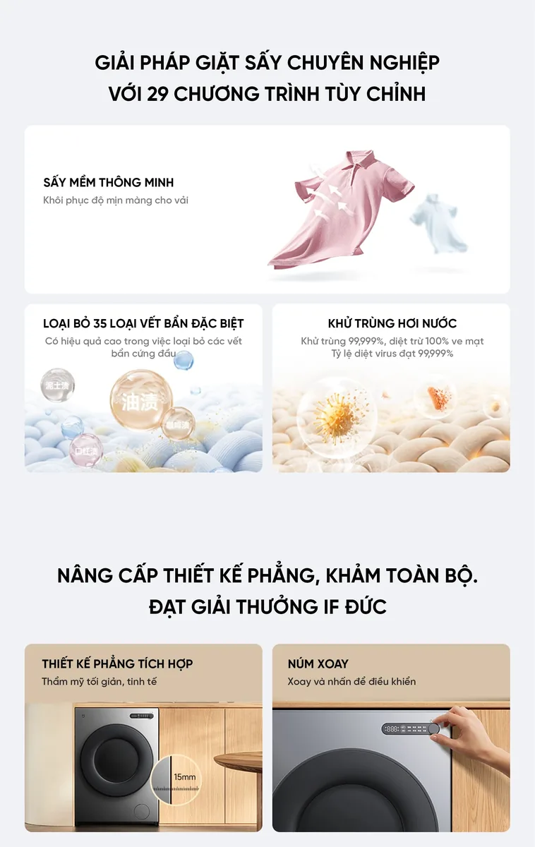 Máy giặt sấy Xiaomi Mijia XHQG100MJ109 12kg sấy 9kg 2026