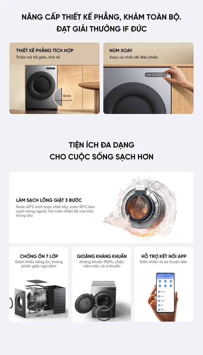 Máy giặt sấy Xiaomi Mijia XHQG100MJ111 10kg sấy 7kg 2026