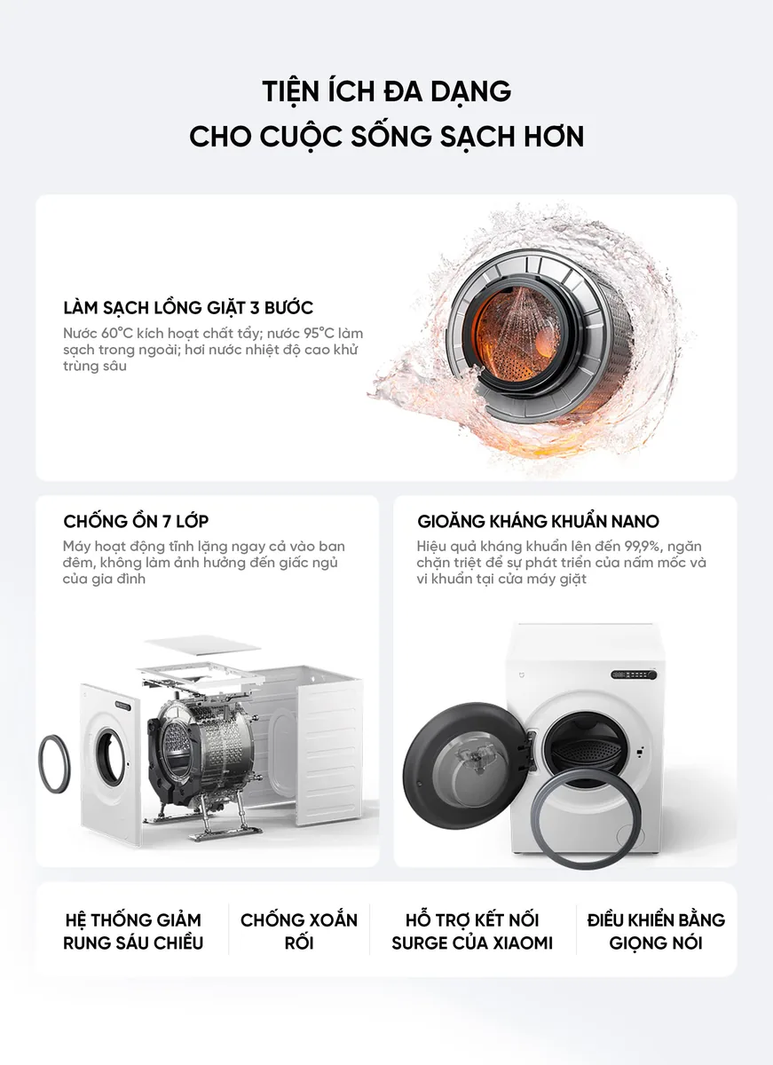 Máy giặt Xiaomi Mijia XQG100MJ204 10kg Phiên bản 2026 Lắp âm tường