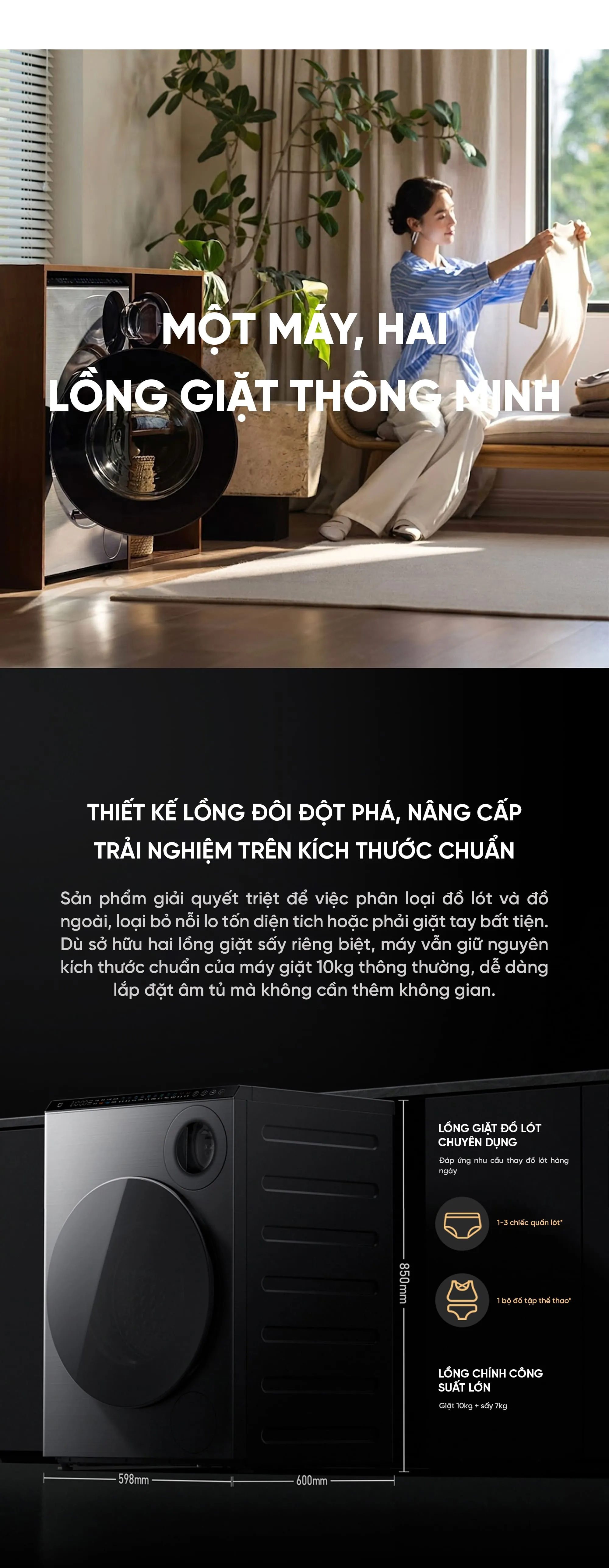Máy giặt sấy 2 lồng Xiaomi Mijia XHQG103MJ108, giặt 10kg, sấy 7kg