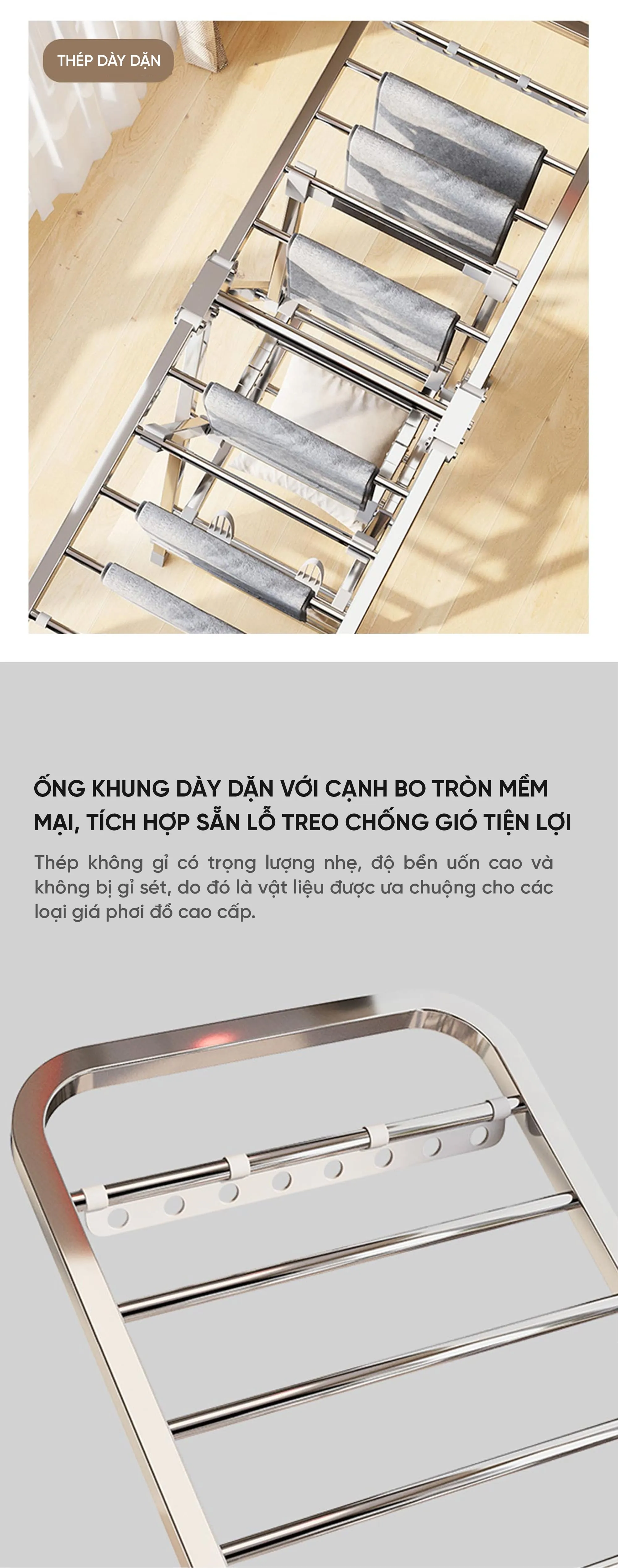 Giá phơi đồ cao cấp Thép không gỉ
