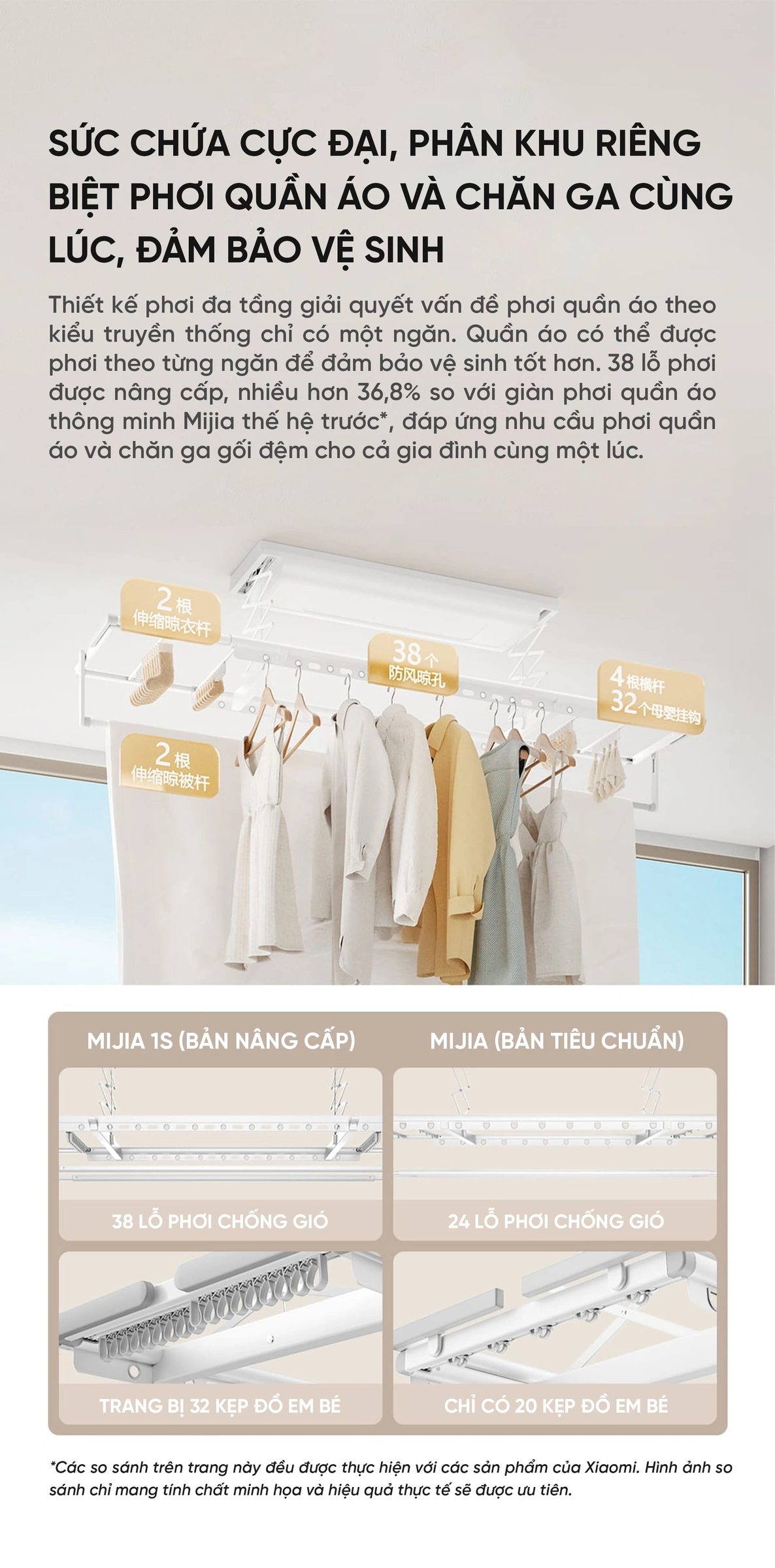 Giàn phơi thông minh có đèn sấy Mijia 1S