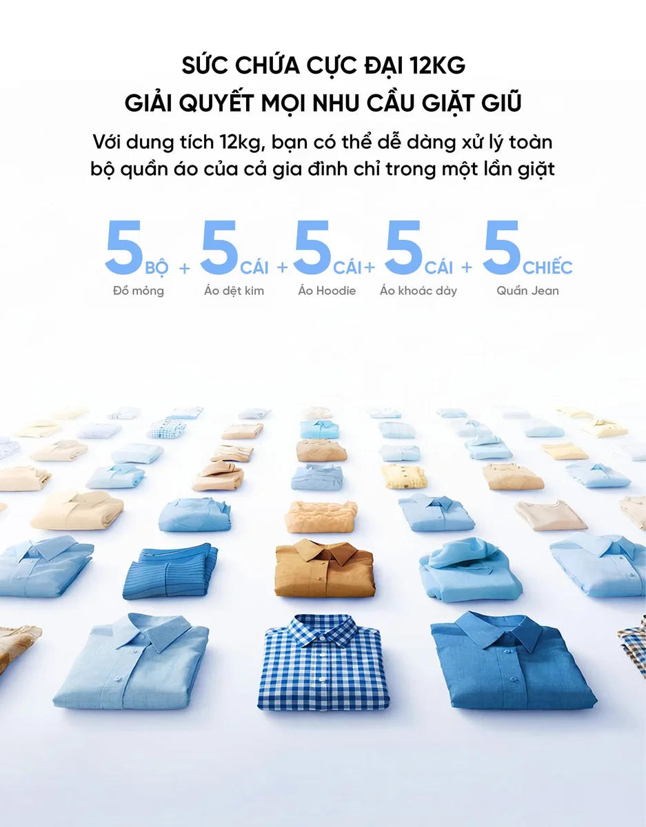 Máy giặt Xiaomi Mijia XQG120MJ105 12kg chỉ giặt Phiên bản 2026 Lắp âm tường